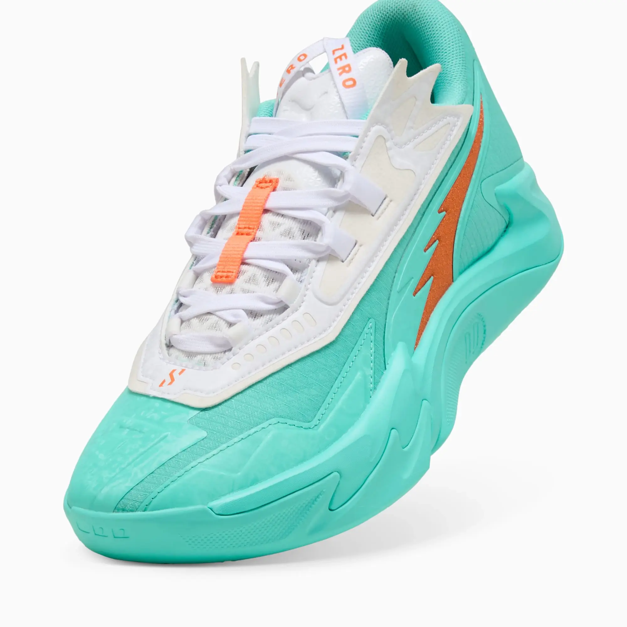 PUMA Scoot Zeros II Shift Basketball Shoes Unisex, Aquatic/Orange Poppy, size 10