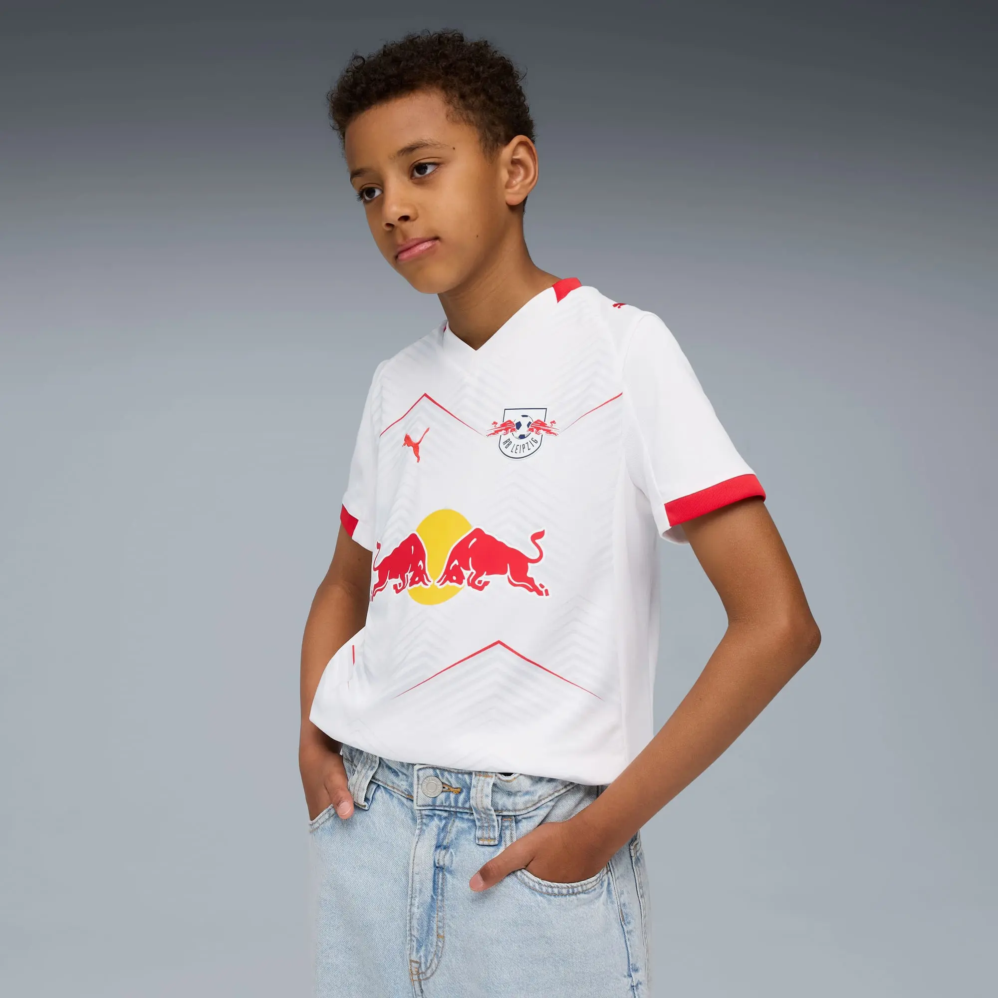 PUMA Rb Leipzig 25/26 Home Jersey Youth, White/For All Time Red, size 11-12 Youth