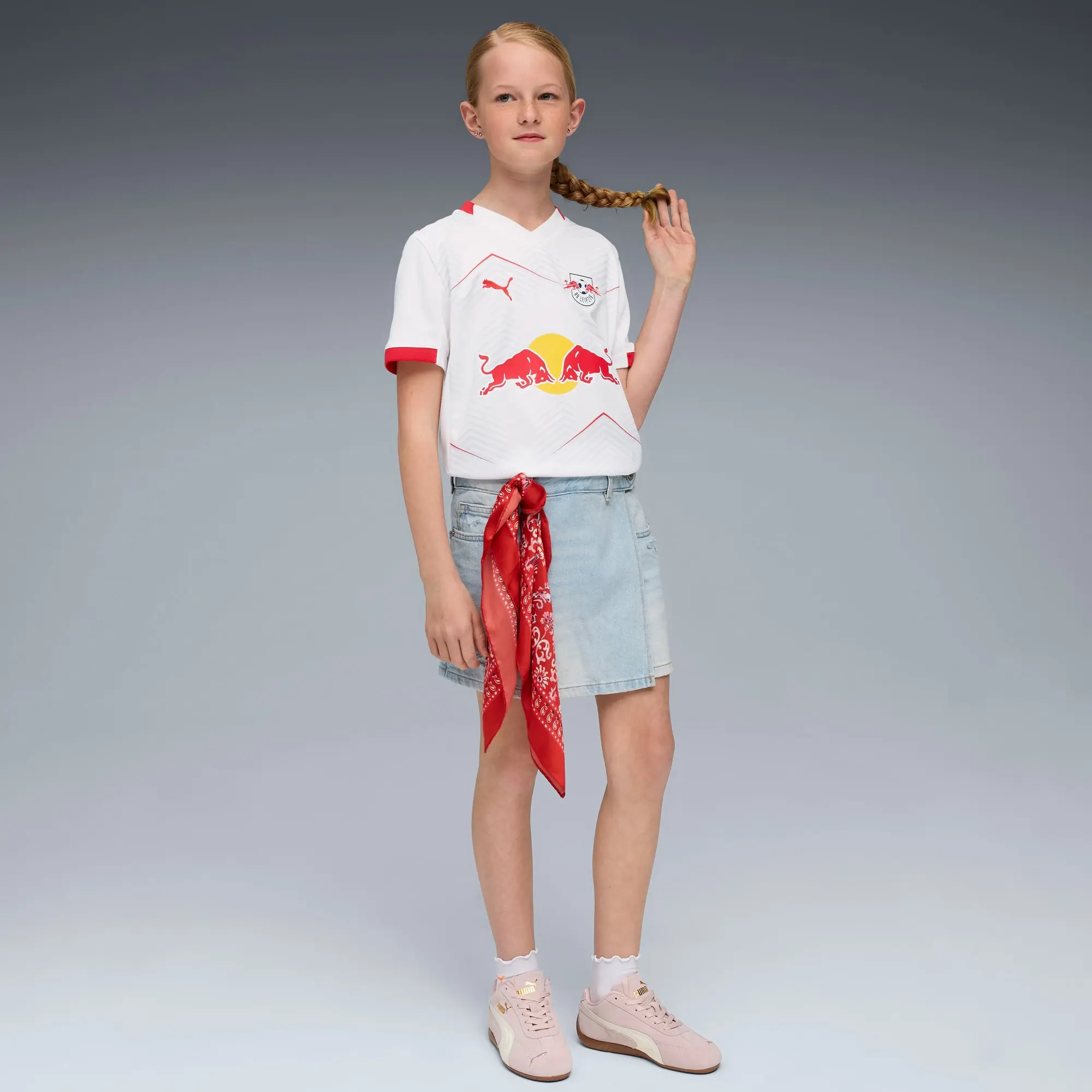 PUMA Rb Leipzig 25/26 Home Jersey Youth, White/For All Time Red, size 11-12 Youth