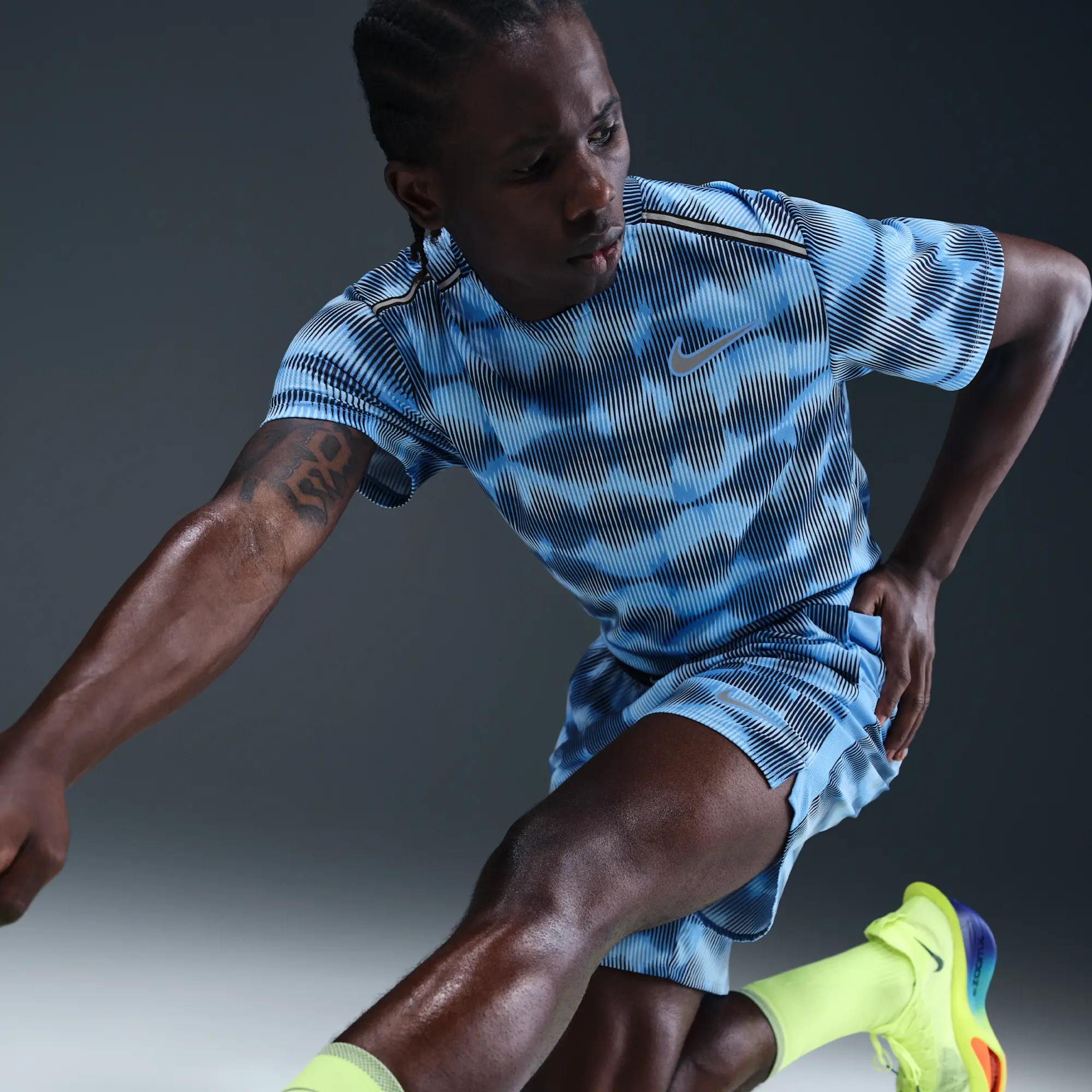 Nike Miler Men's Short-Sleeve Running Top - Blue - Polyester