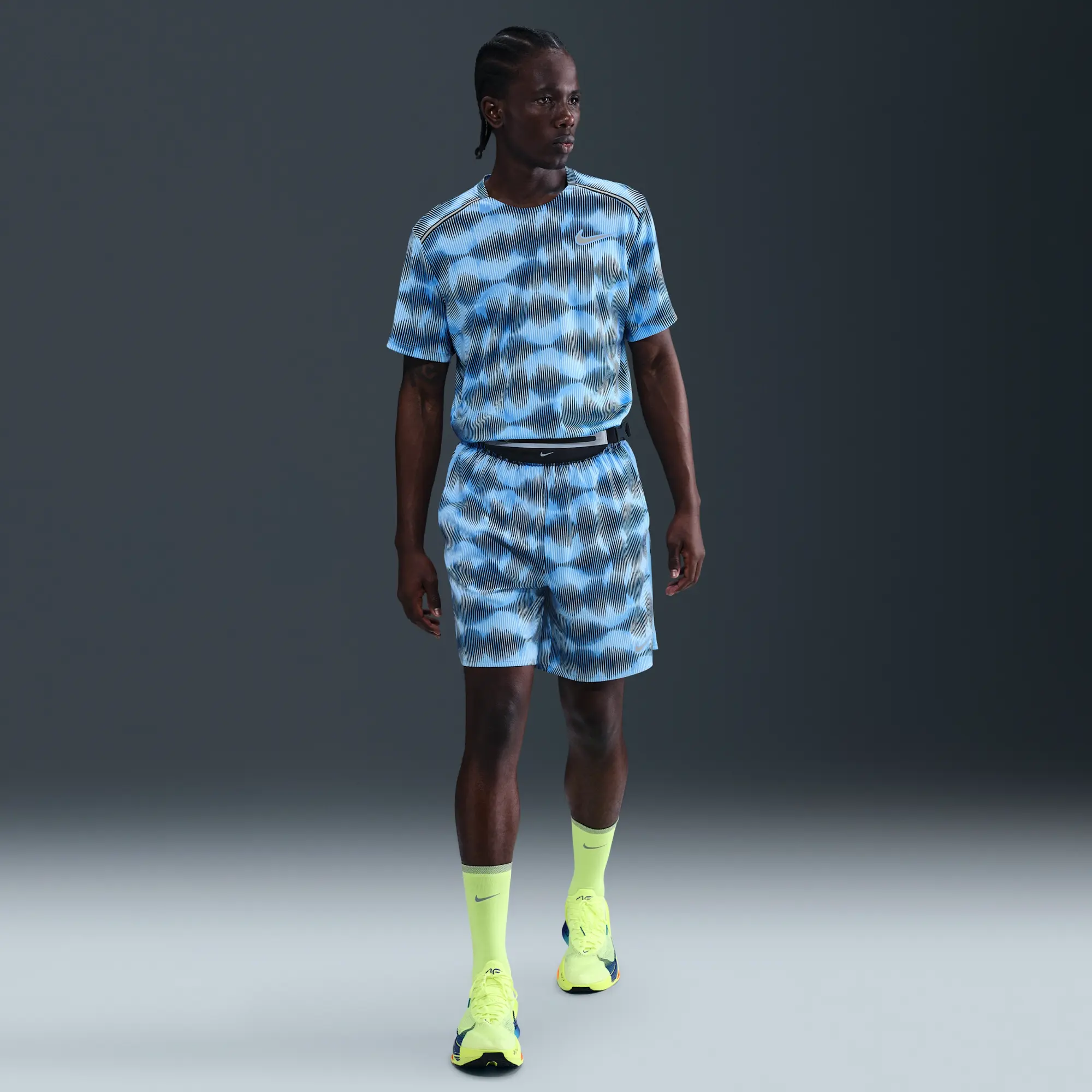 Nike Miler Men's Short-Sleeve Running Top - Blue - Polyester