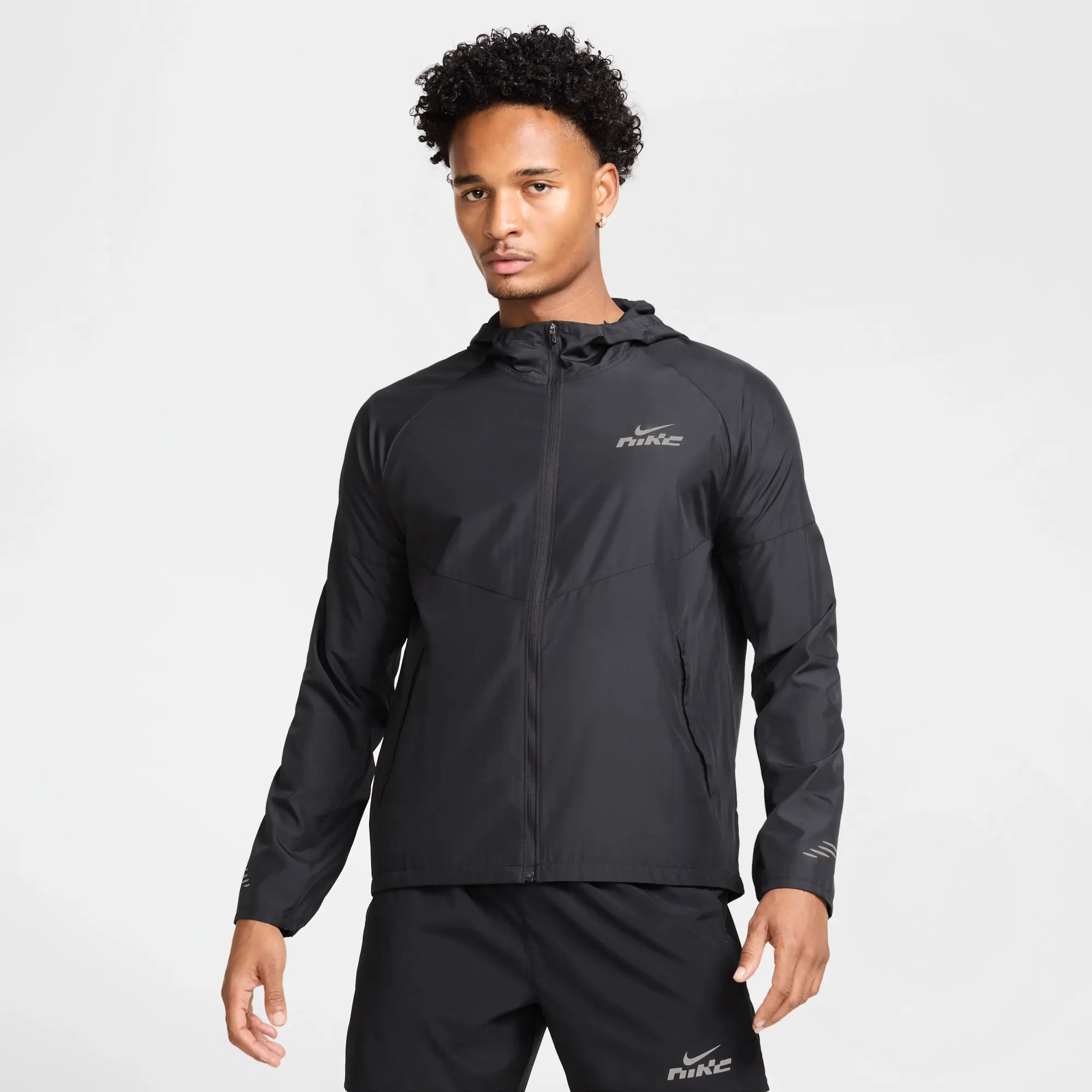 Nike Miler Flash Men's Water-Repellent Running Jacket - Black - Polyester