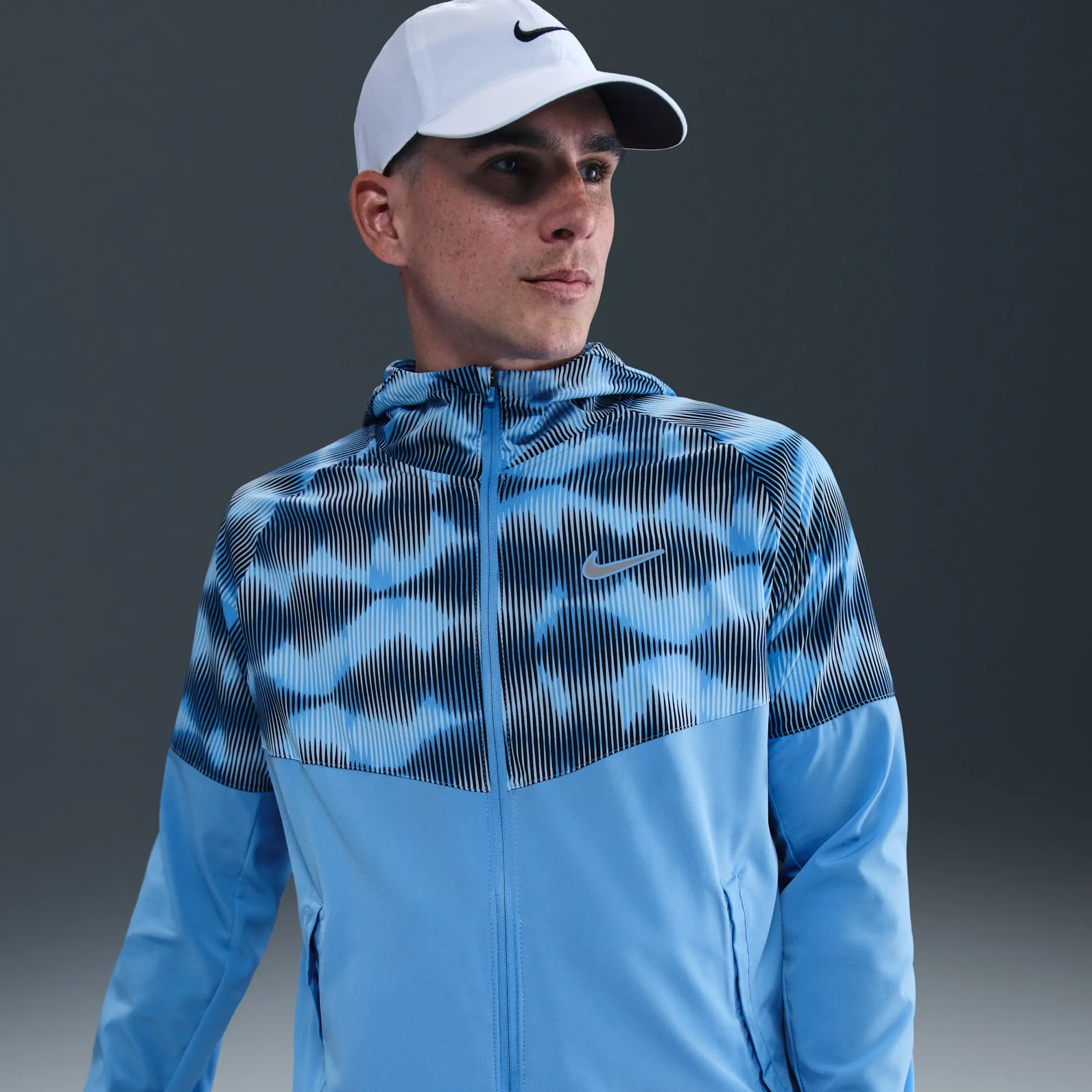 Nike Miler Men's Running Jacket - Blue - Polyester/Elastane
