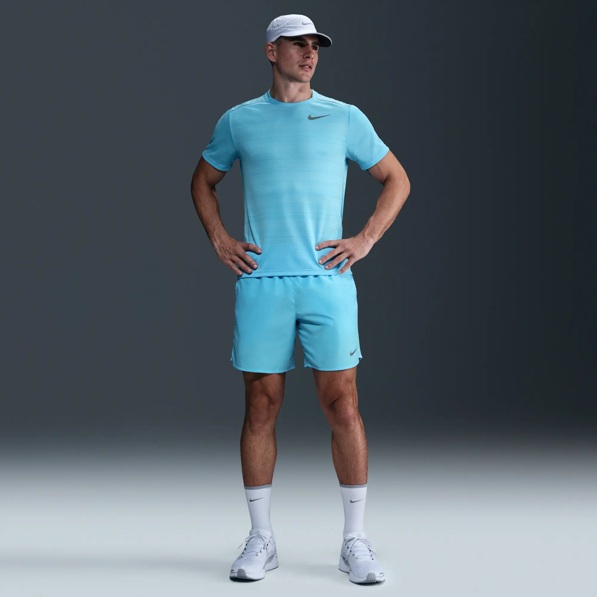 Nike Miler Men's Short-Sleeve Running Top - Blue - Polyester