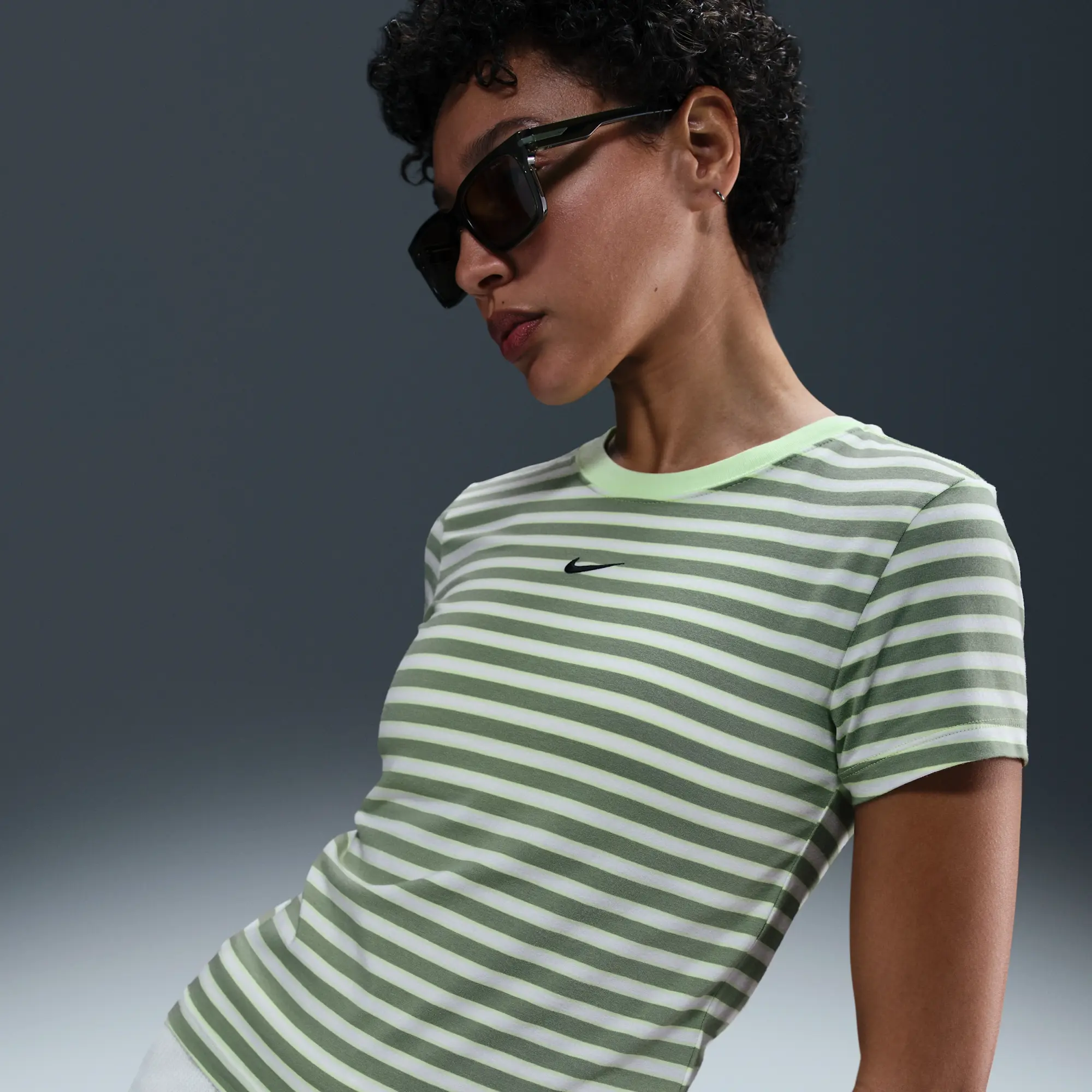 Nike Sportswear Chill Knit Women's Slim Striped T-Shirt - Green
