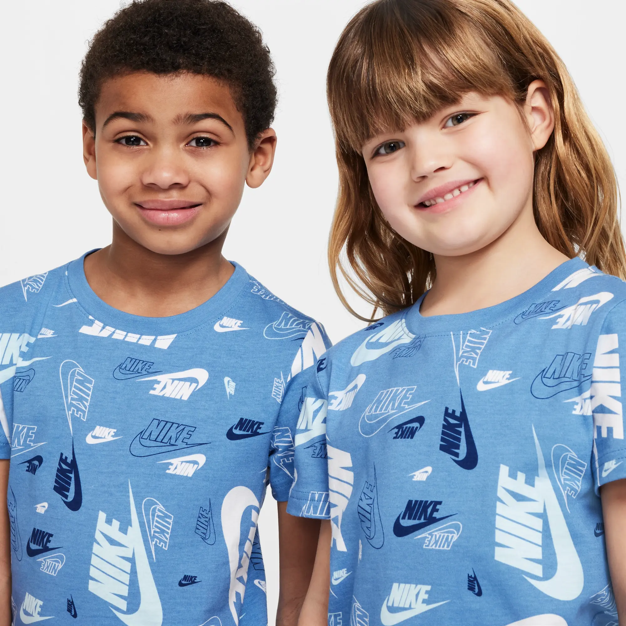 Nike Younger Kids' Printed T-Shirt and Lightweight French Terry Shorts Set - Blue