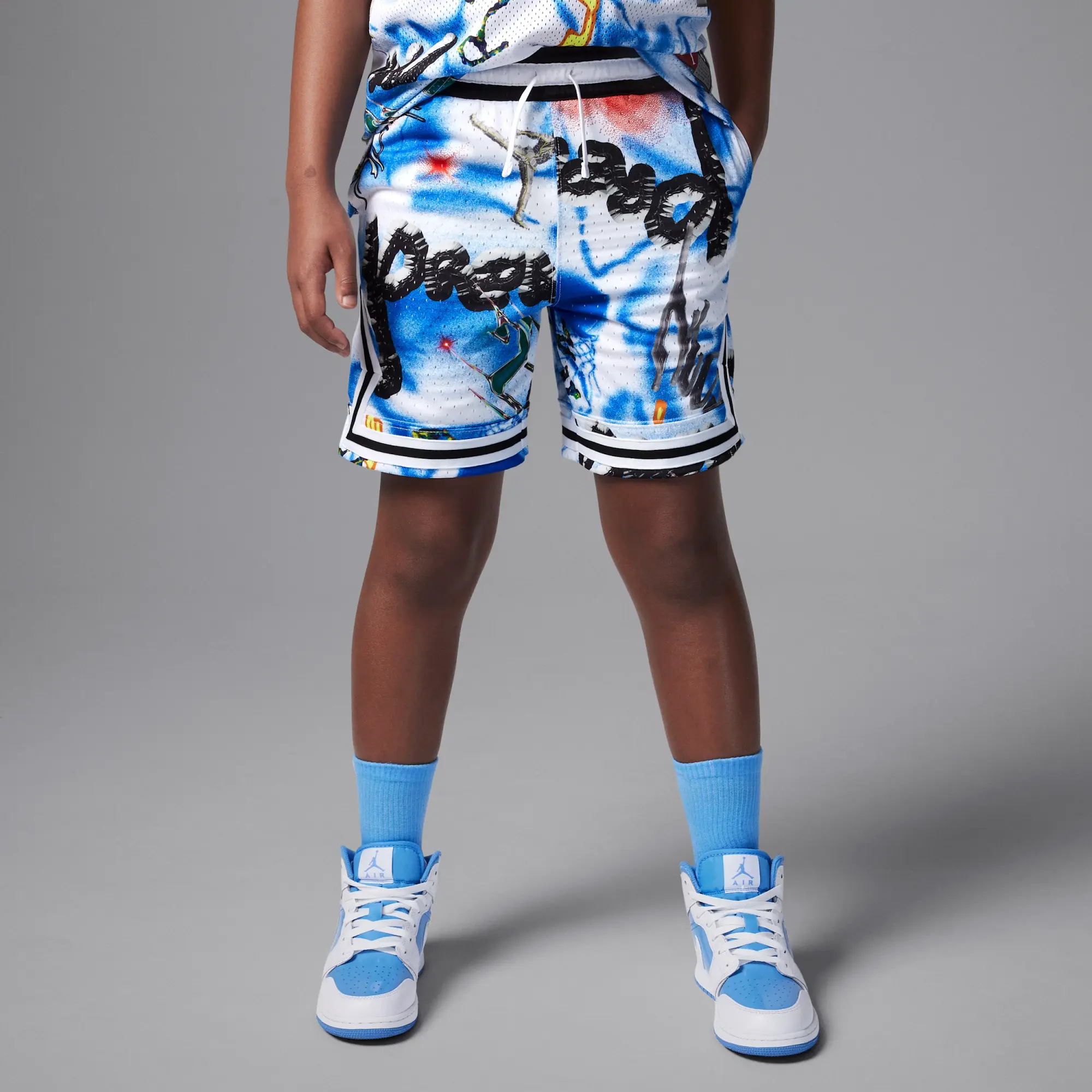 Nike Jordan Dri-FIT Older Kids' MJ Printed Sport Diamond Shorts - Blue
