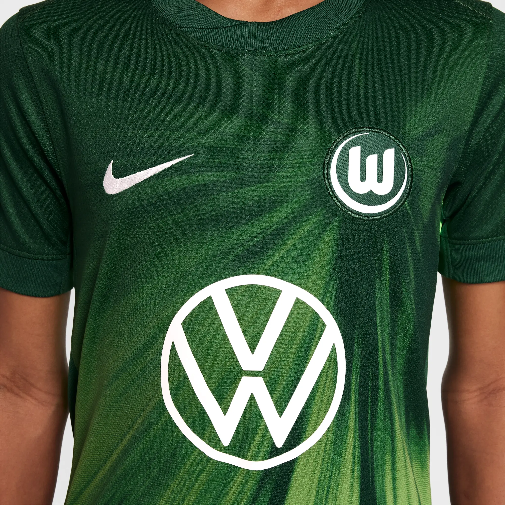 VfL Wolfsburg 2025/2026 Stadium Home Youth Nike Dri-FIT Football Replica Short-Sleeve Top - Green