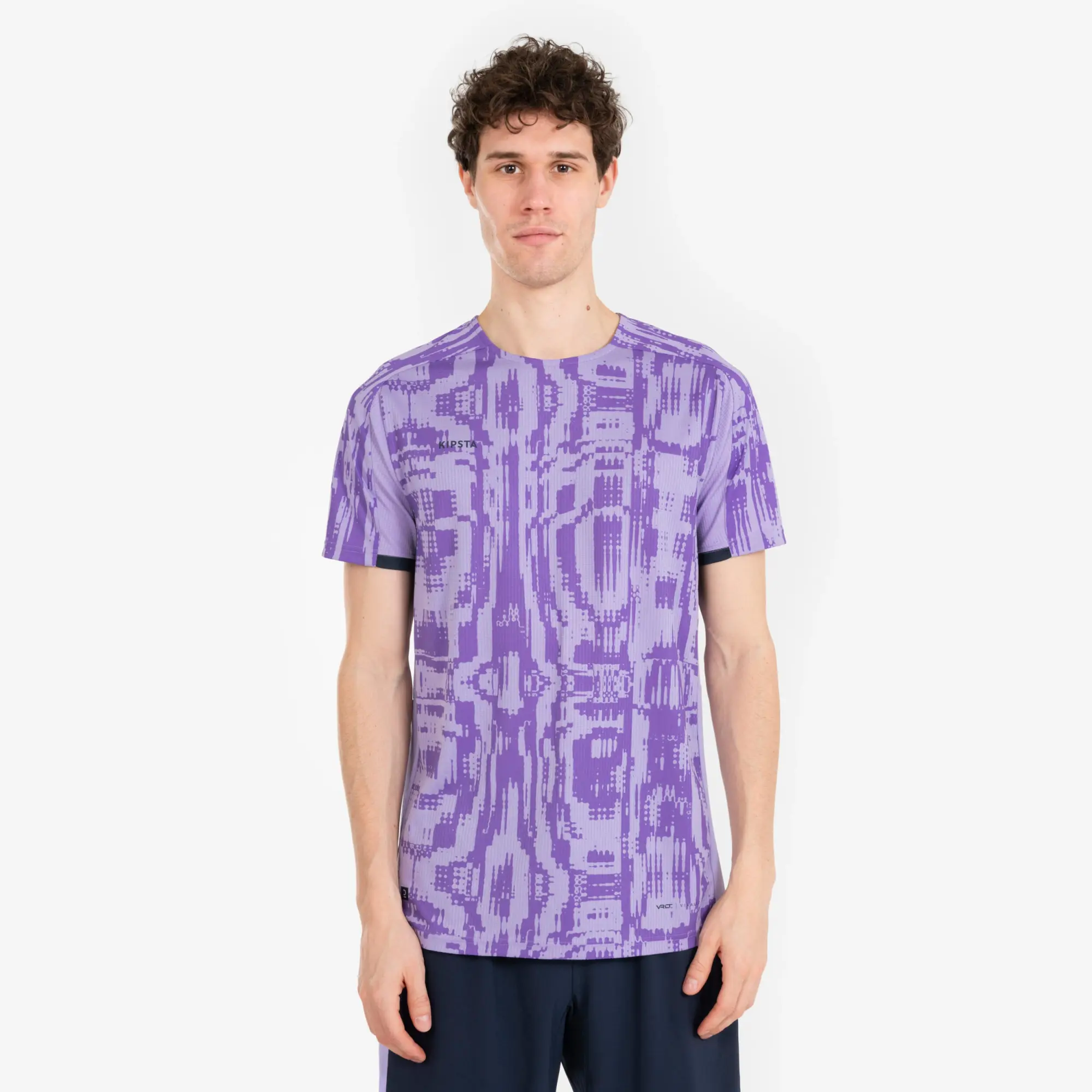 Adult Short-Sleeved Football Shirt Viralto - Mauve/Navy/Neon Purple