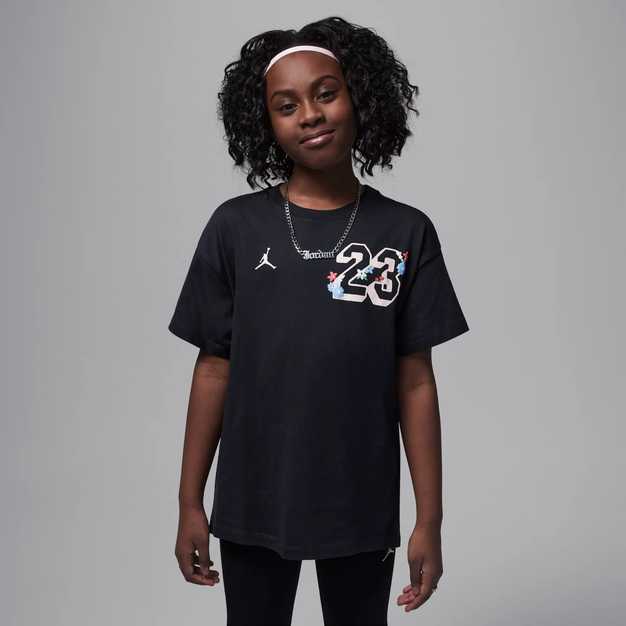 Nike Jordan Older Kids' Summer Bloom Oversized T-Shirt - Black - Cotton