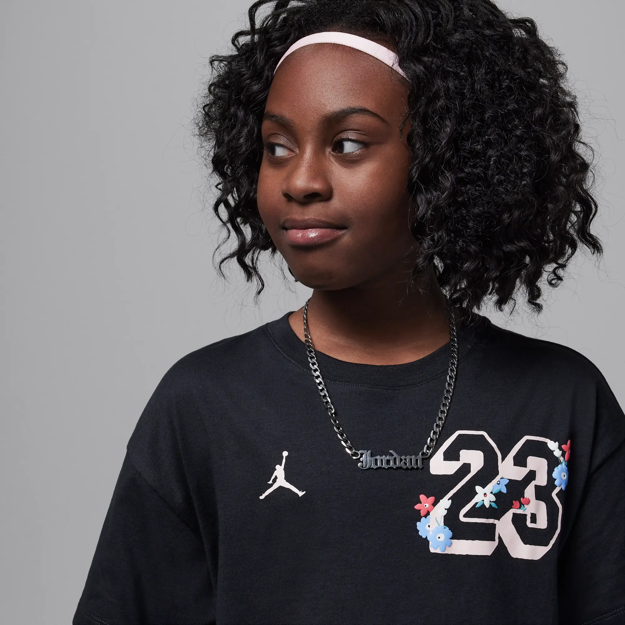 Nike Jordan Older Kids' Summer Bloom Oversized T-Shirt - Black - Cotton