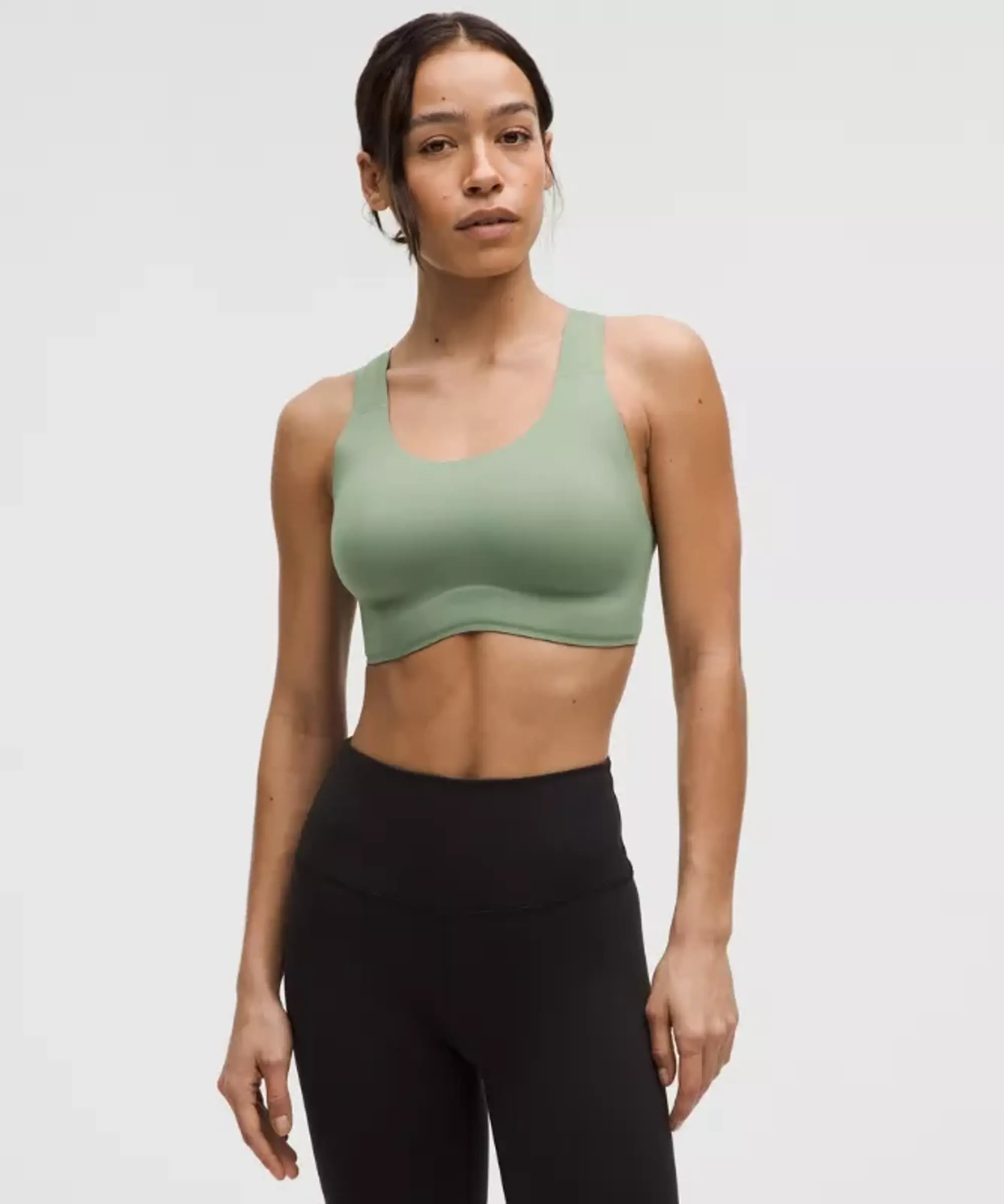 lululemon – Women's Go Further Sports Bra with Support Code Technology High Impact, C/D Cup – Color Grey/Green/Pastel – Size L