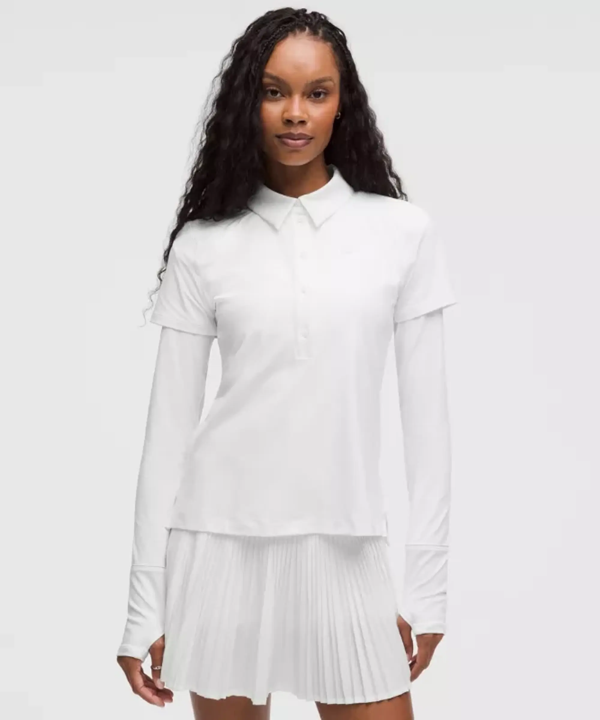 lululemon – Women's Quick-Dry Short-Sleeve Polo Shirt Straight Hem – Color White – Size 0