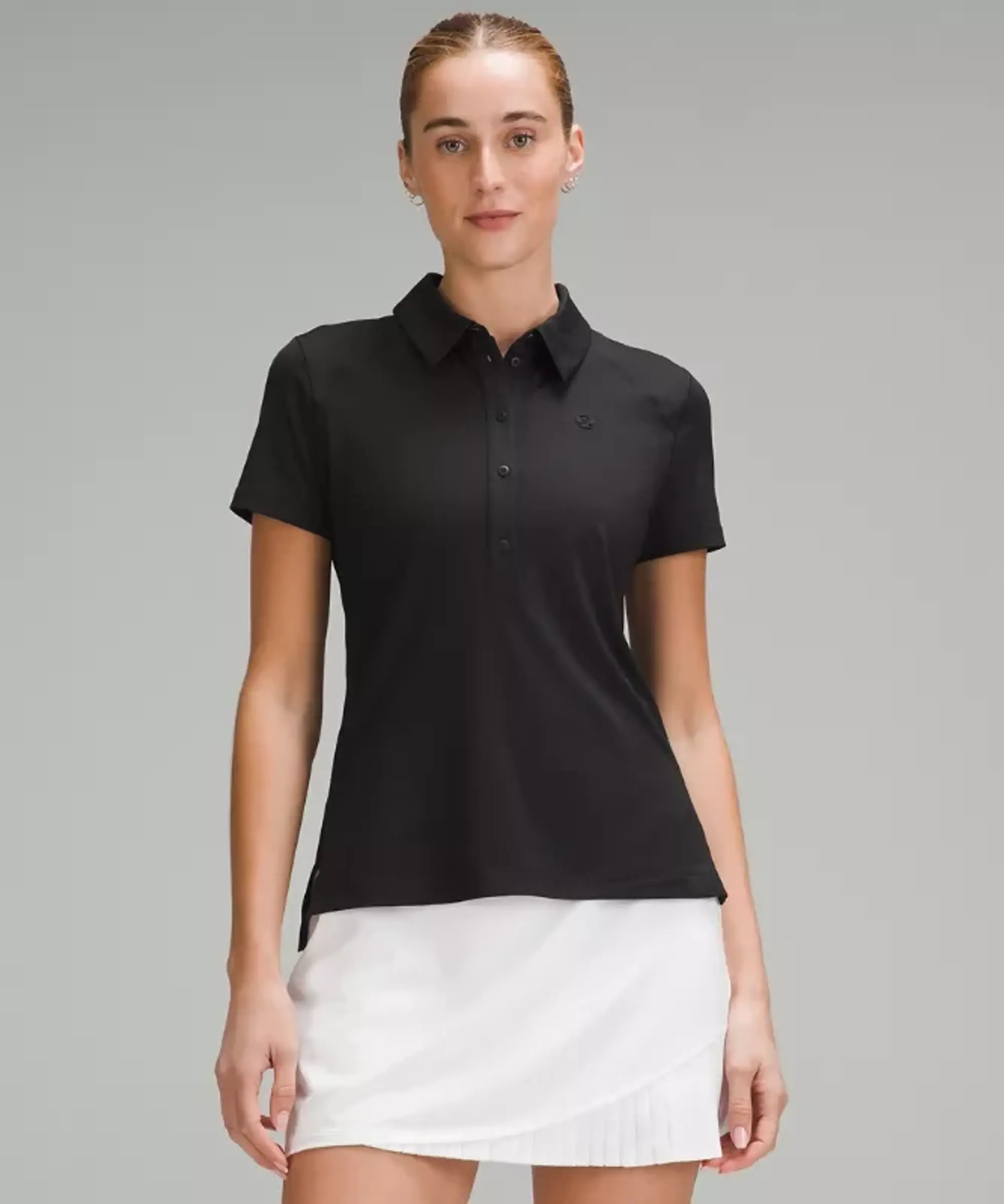 lululemon – Women's Quick-Dry Short-Sleeve Polo Shirt Straight Hem – Color Black – Size 0