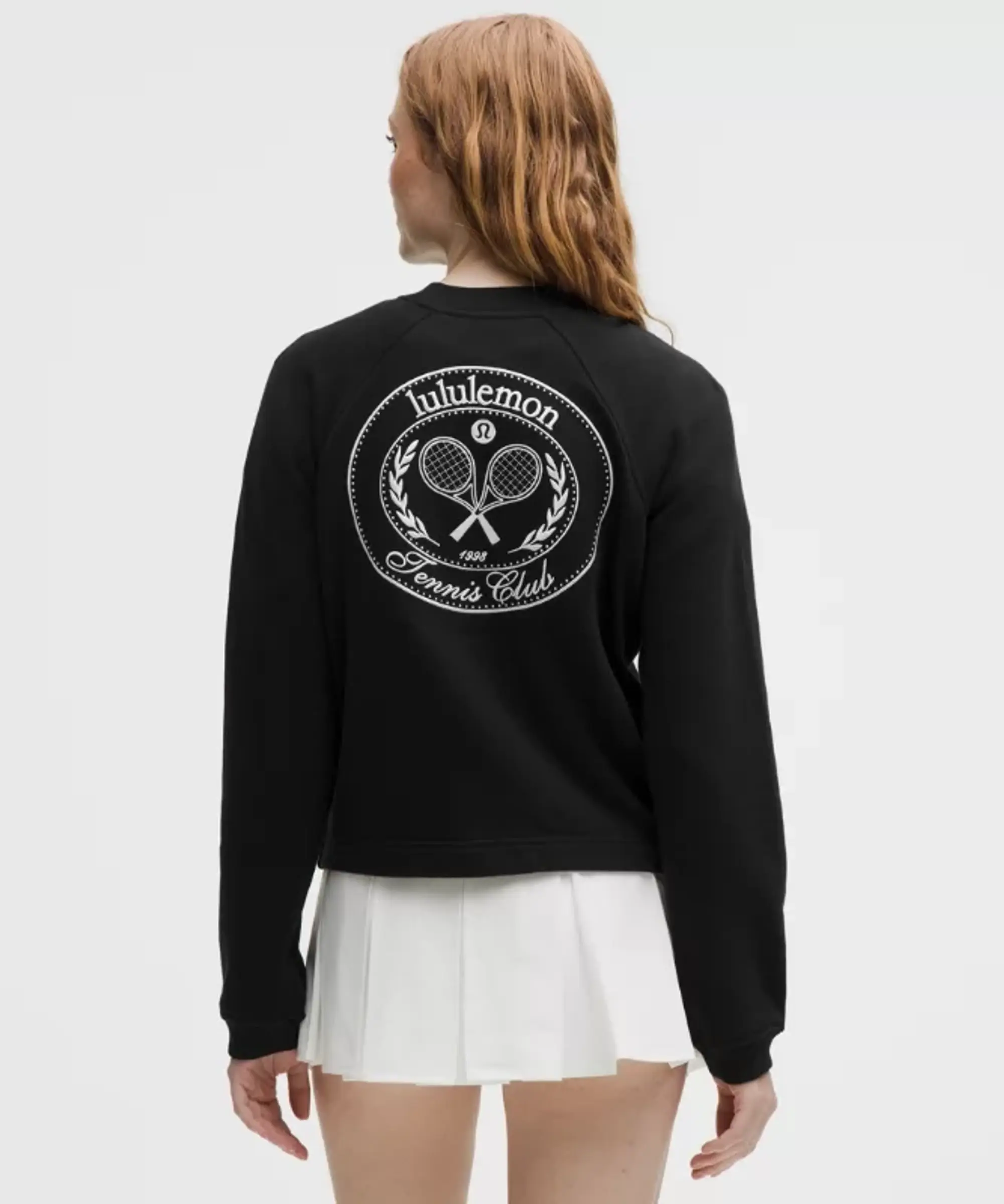 lululemon – Women's Cotton French Terry Crew Hoodieneck Pullover Tennis Club – Color Black/White – Size L