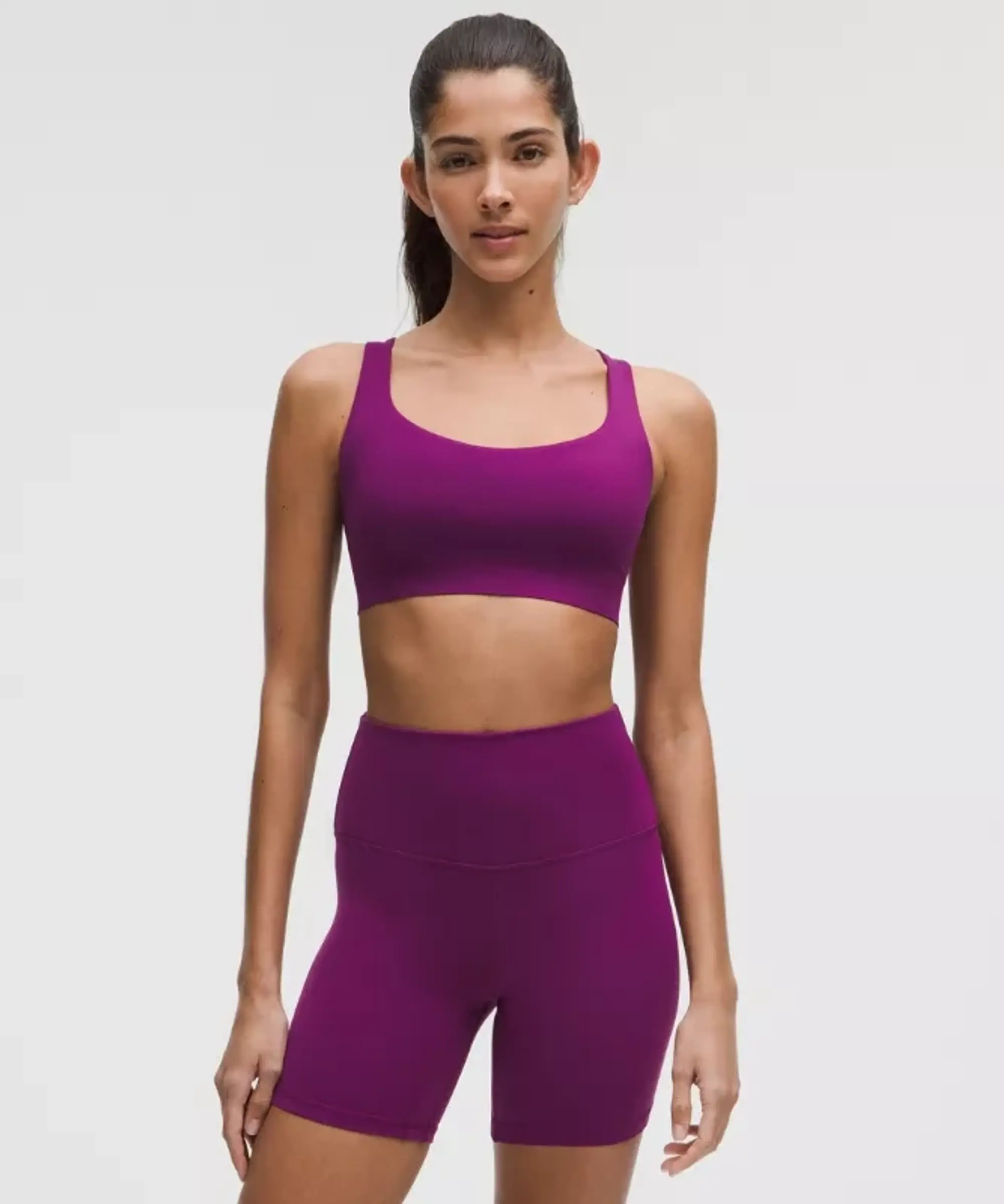 lululemon – Women's FlexyFlex Strappy Yoga Sports Bra Light Support, A-C Cups – Color Purple – Size L/XL