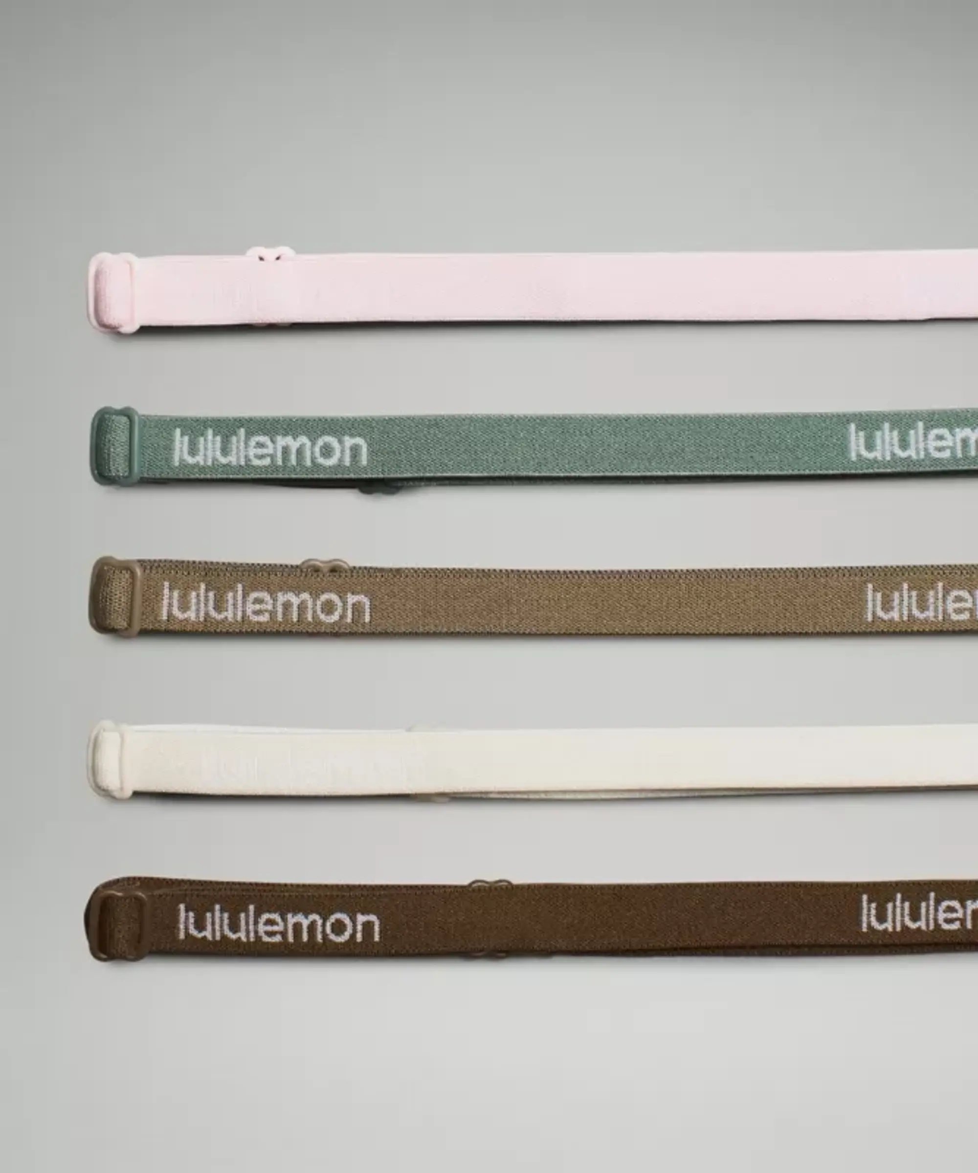 lululemon – Skinny Adjustable Headbands 5 Pack – Color Brown/Green/Pink