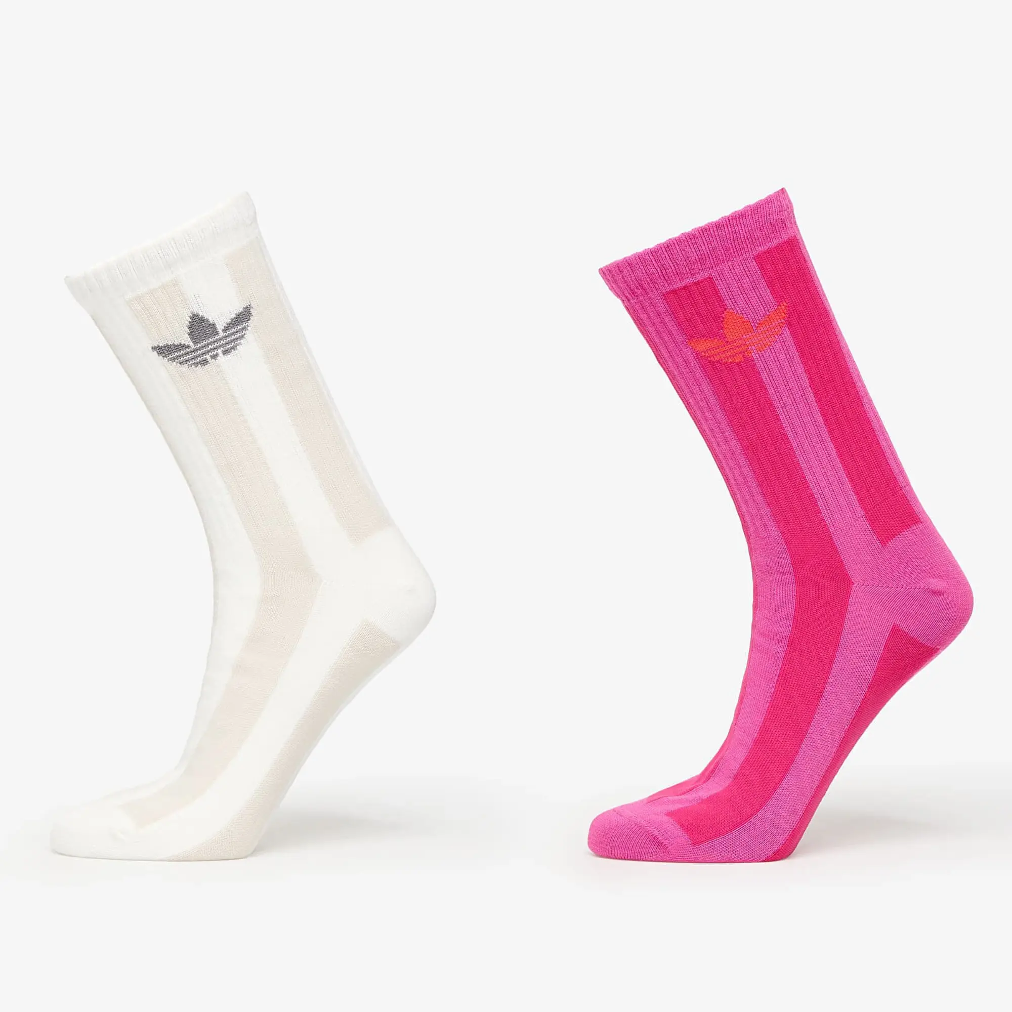 Adidas Striped Crew Socks 2-Pack Off White/ Signal Green S