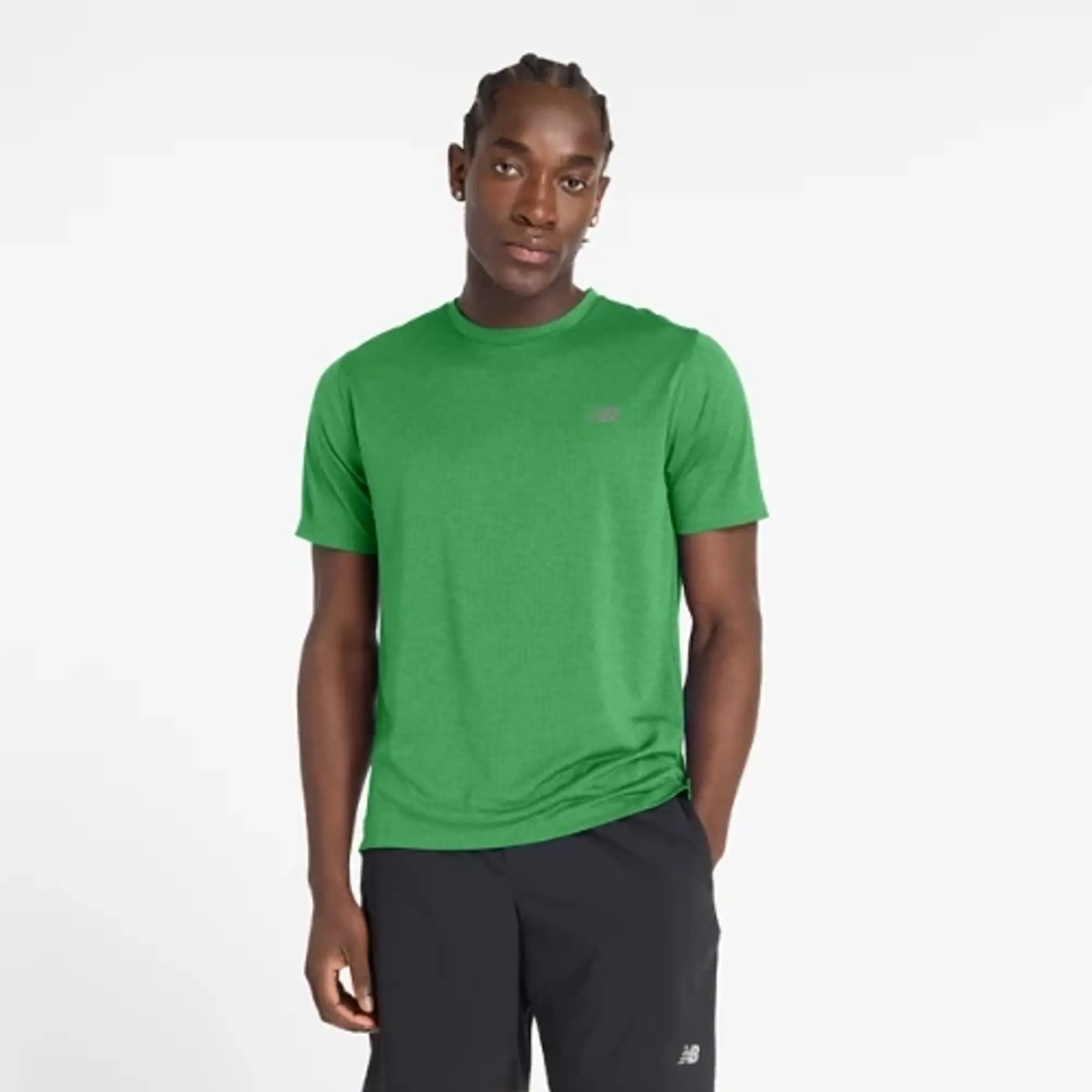 New Balance Men's Athletics T-Shirt in Green Poly Knit