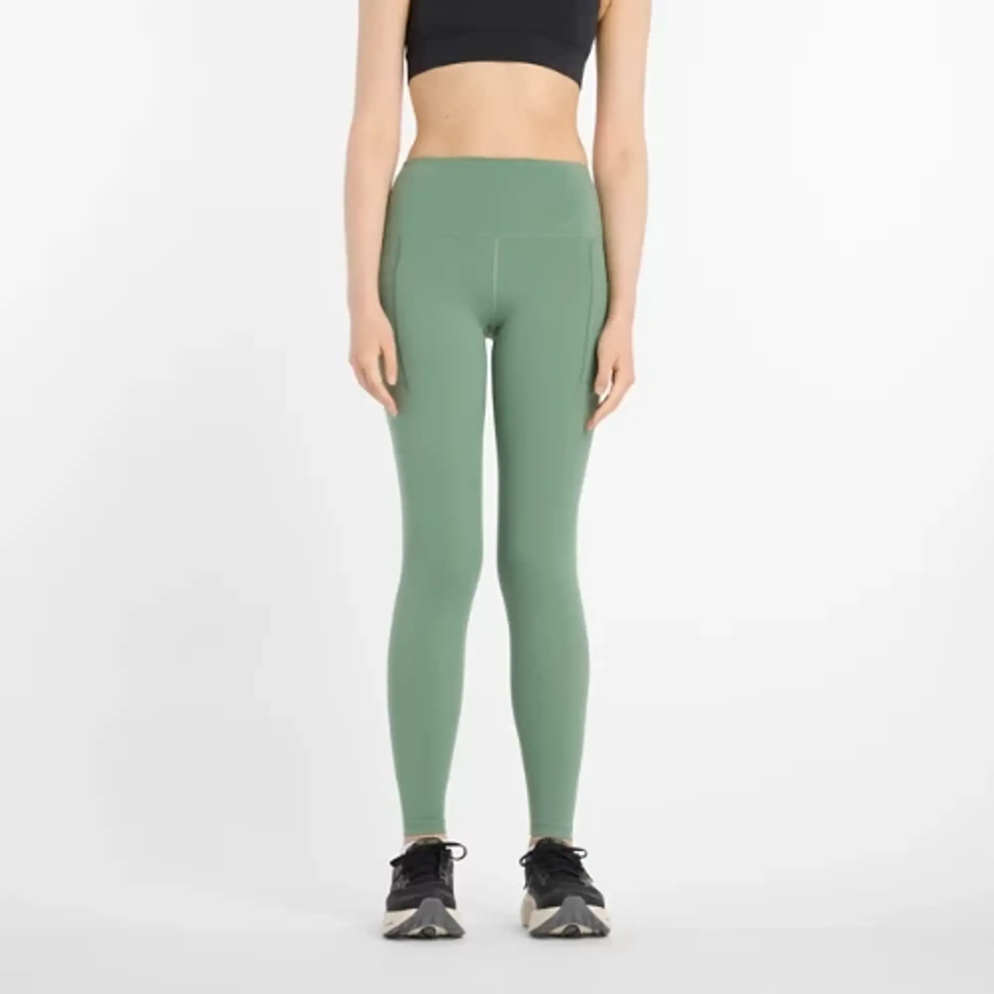 New Balance Women's NB Sleek Pocket High Rise Legging 27" in Green Poly Knit