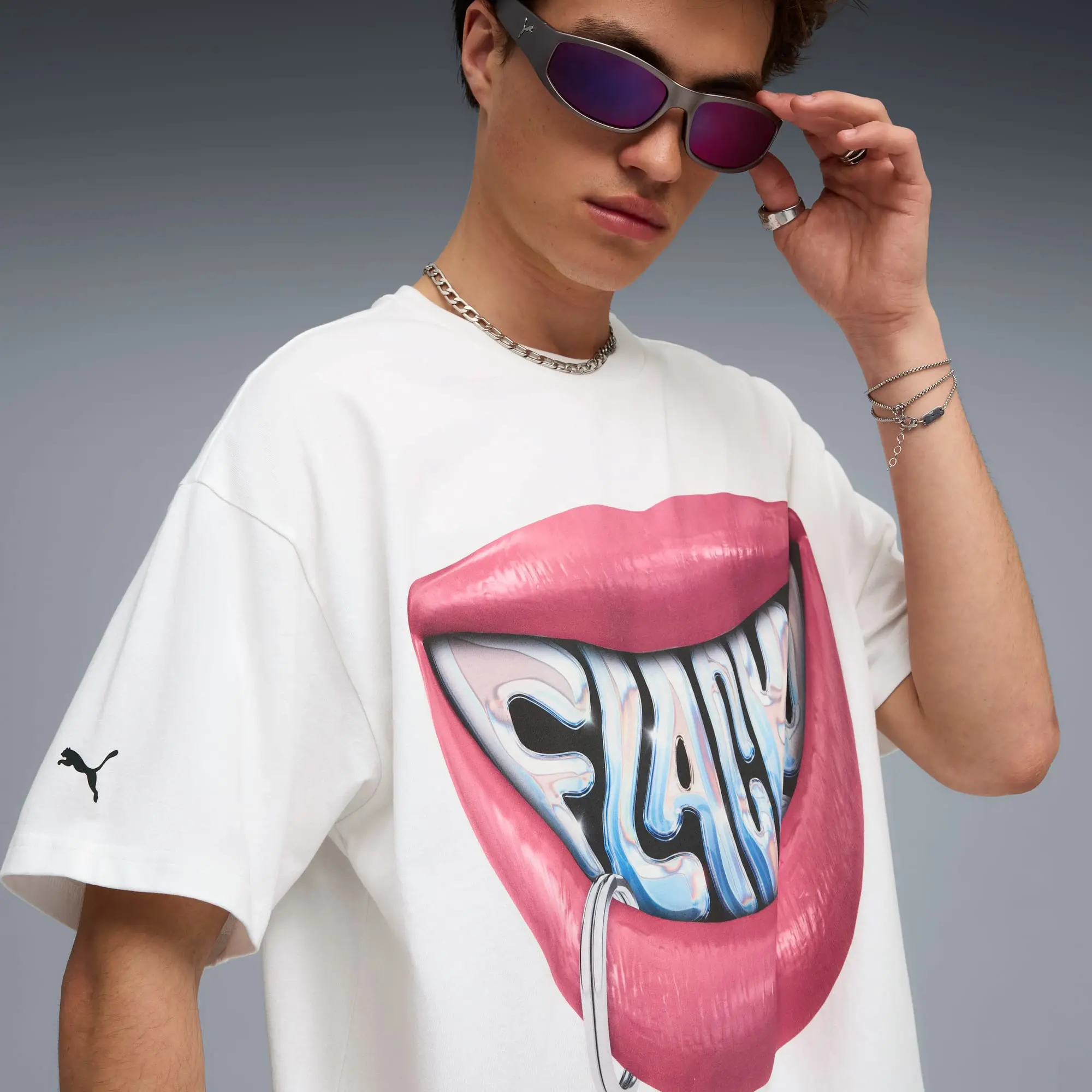 A$Ap Rocky x PUMA Flacko Smile T-Shirt Men, White, size Large