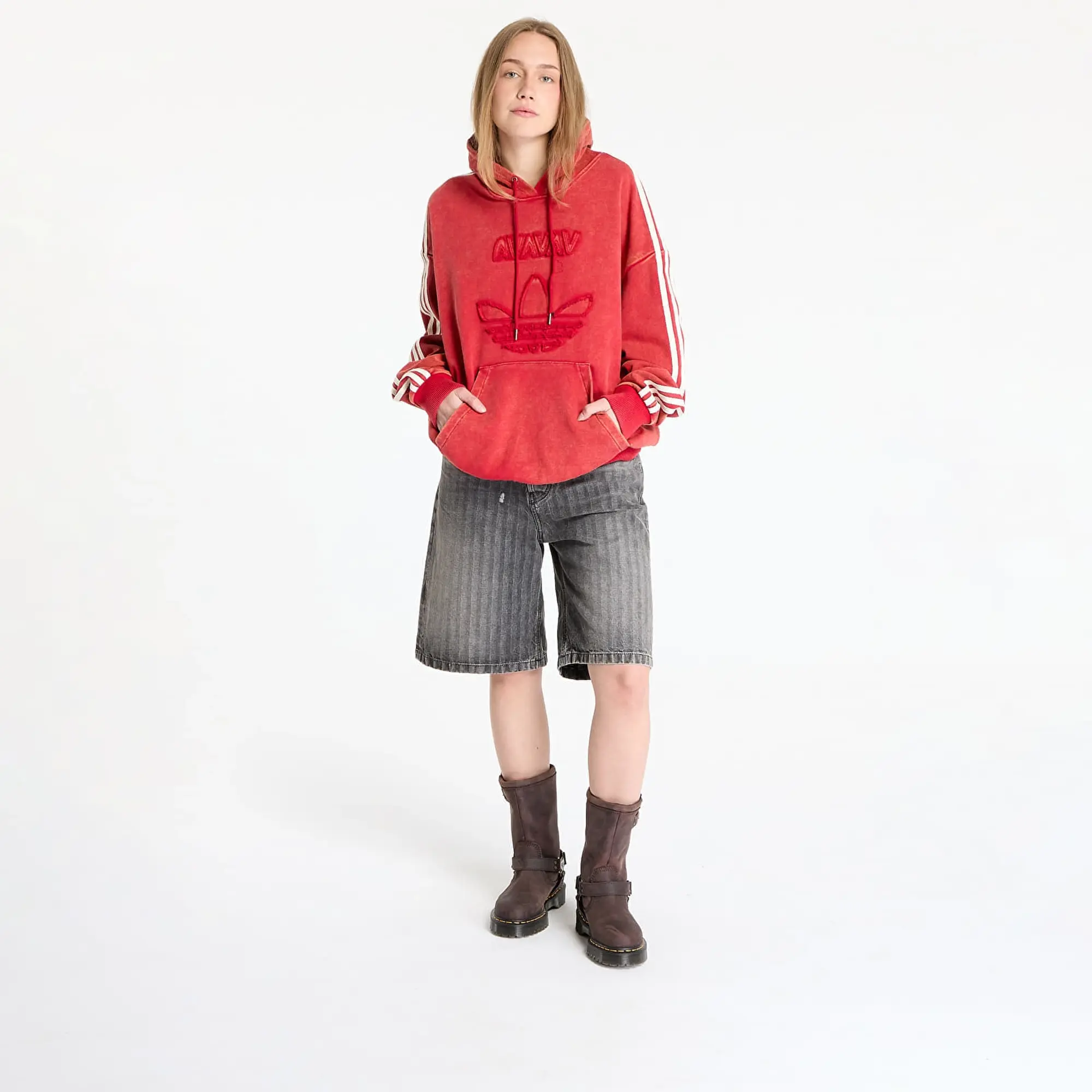Sweatshirt Adidas X Avavav Shoulderless Hoodie Red/ Power Red Xs