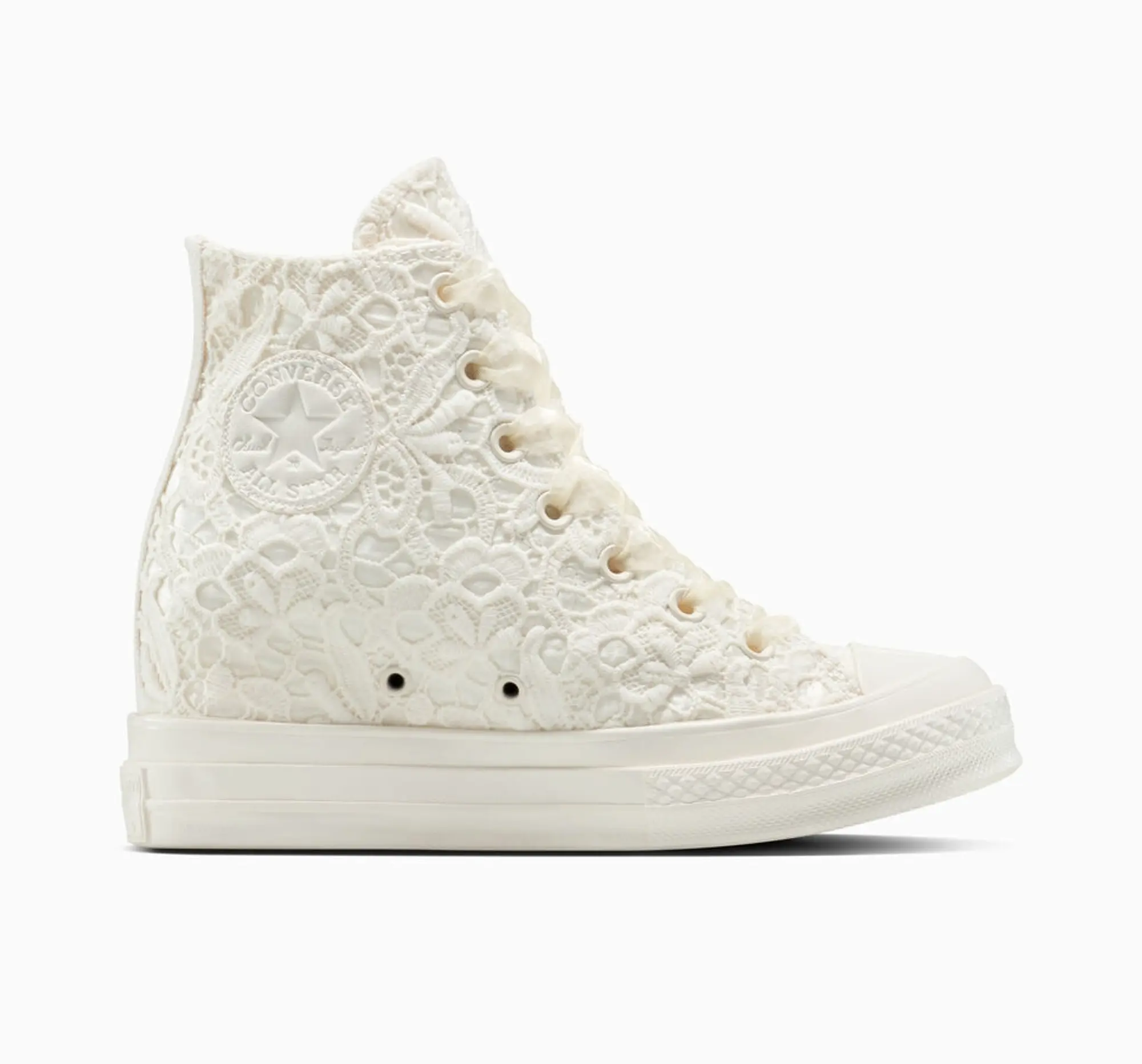 Converse Chuck 70 Wedge Platform Crocheted Satin - Black, Cream