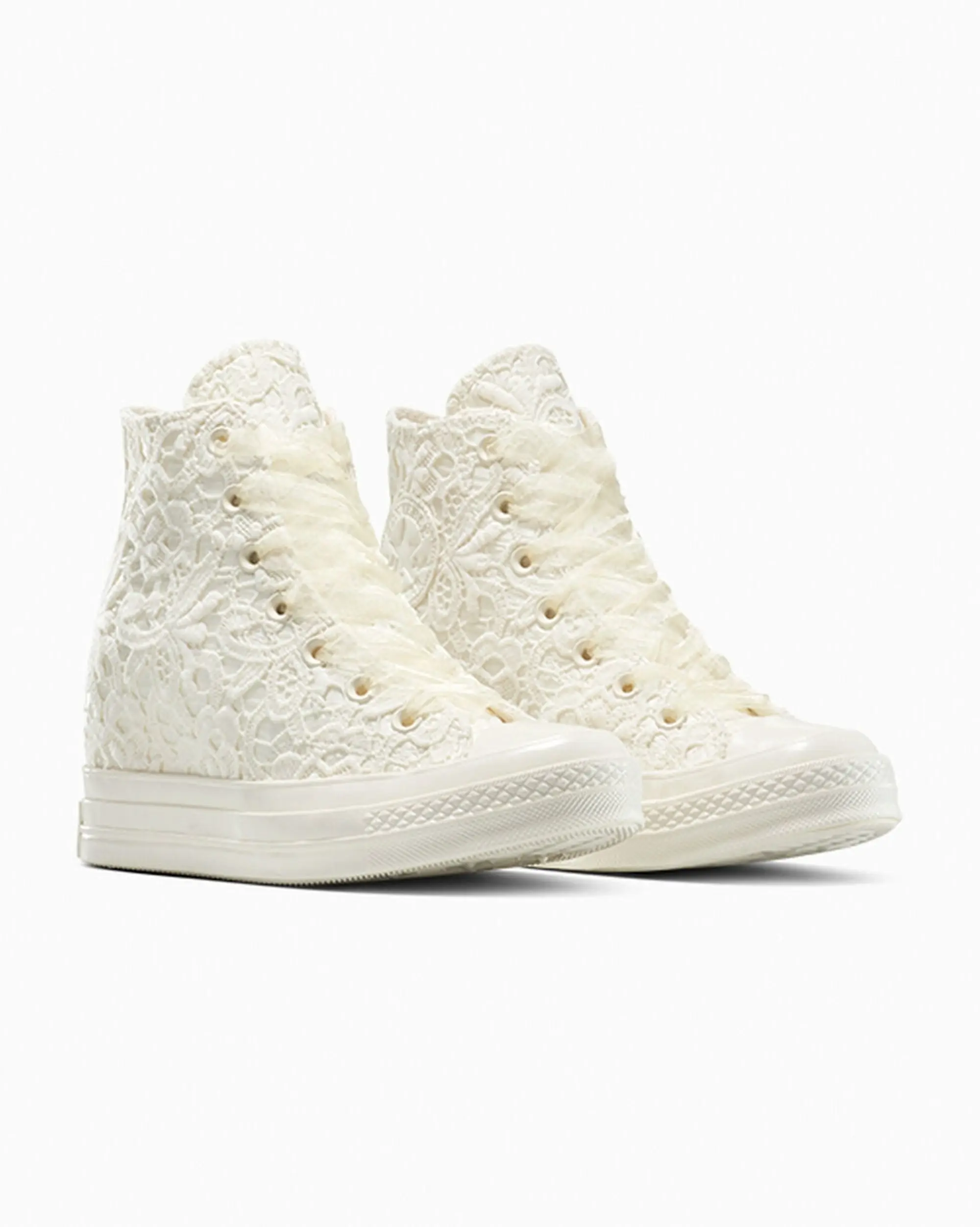 Converse Chuck 70 Wedge Platform Crocheted Satin - Black, Cream
