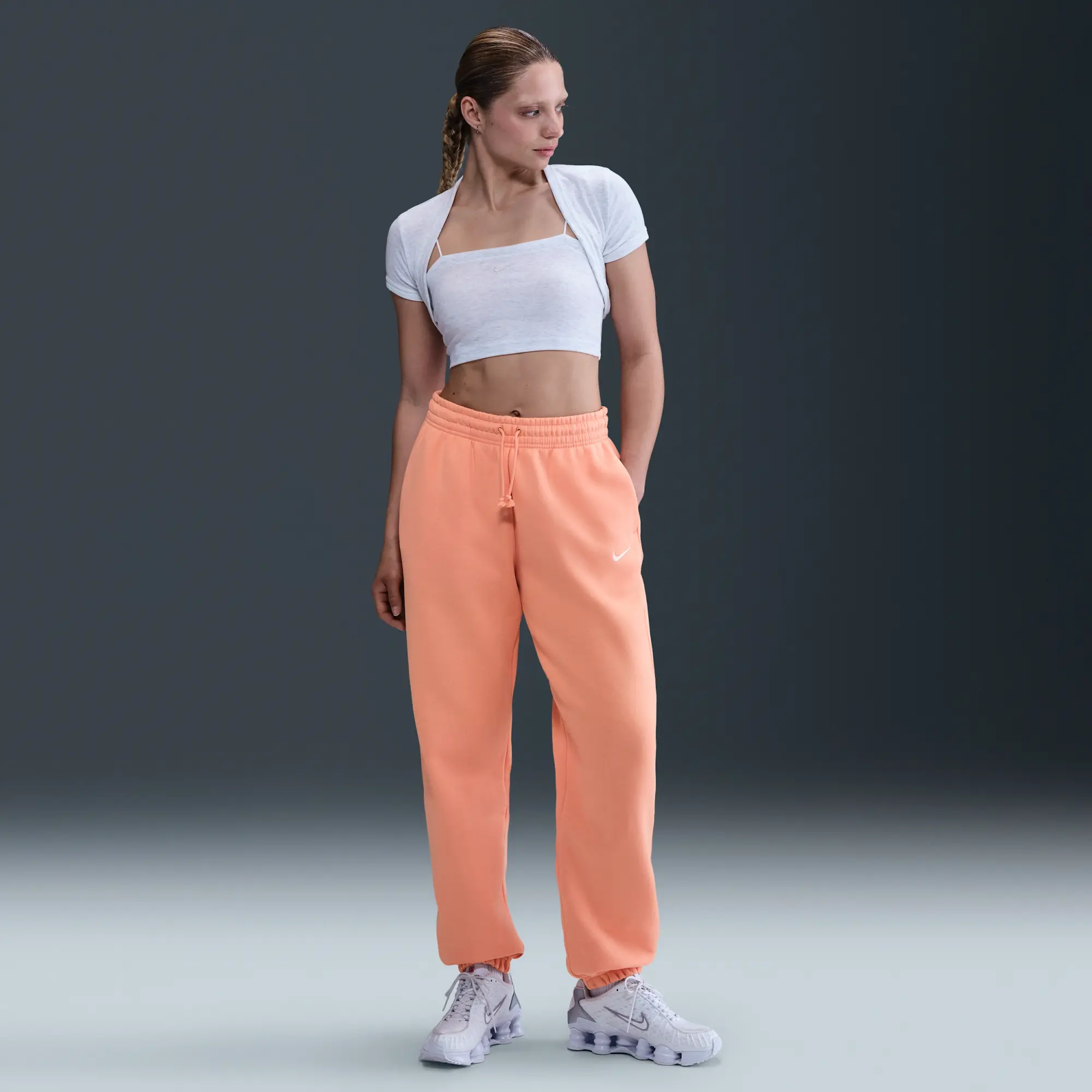 Nike Phoenix Fleece High Waisted Oversized Joggers In Pink