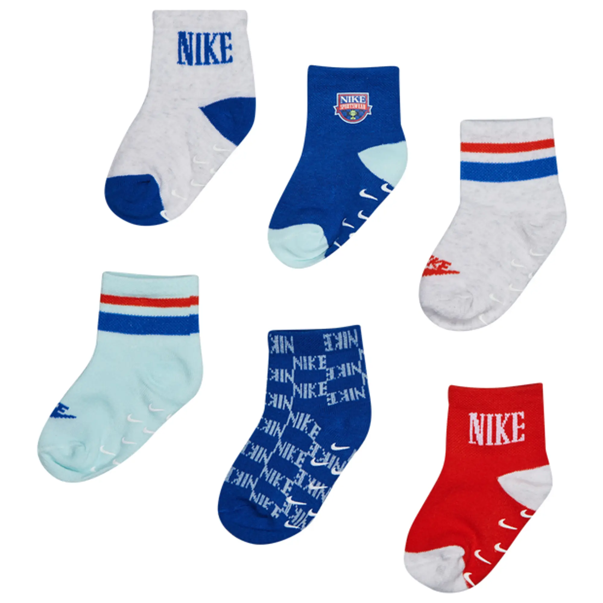 Nike Kids Ankle 6 Pack Unisex Socks - Blue