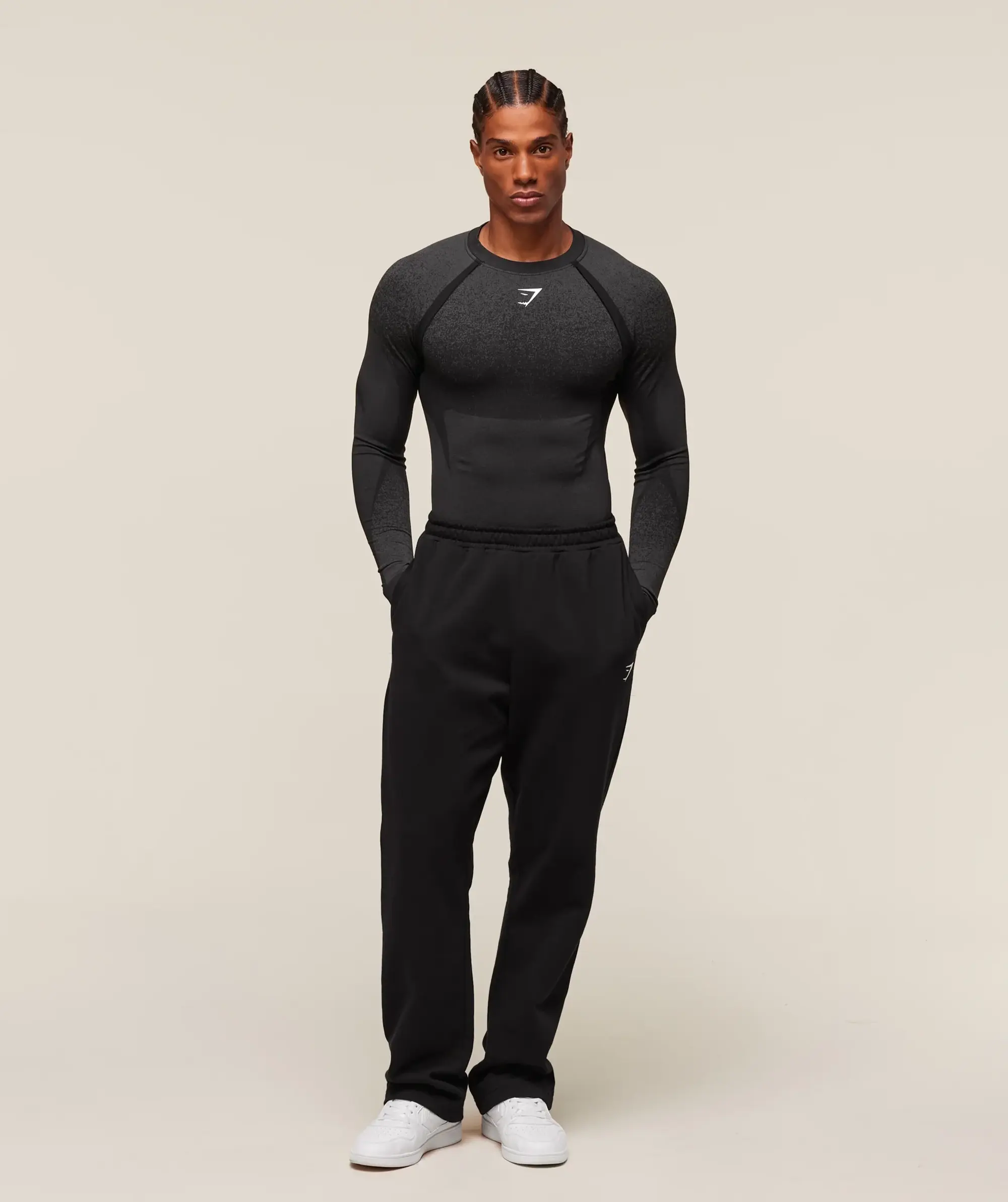  Shadow Seamless Long Sleeve T-Shirt - Black