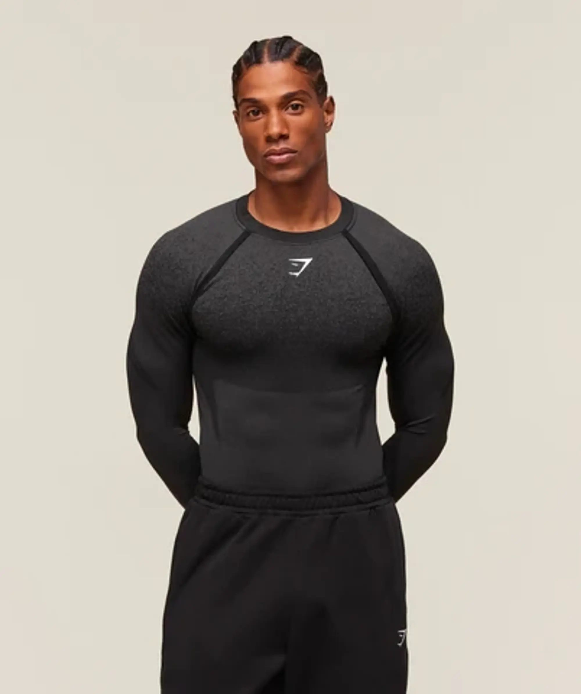  Shadow Seamless Long Sleeve T-Shirt - Black