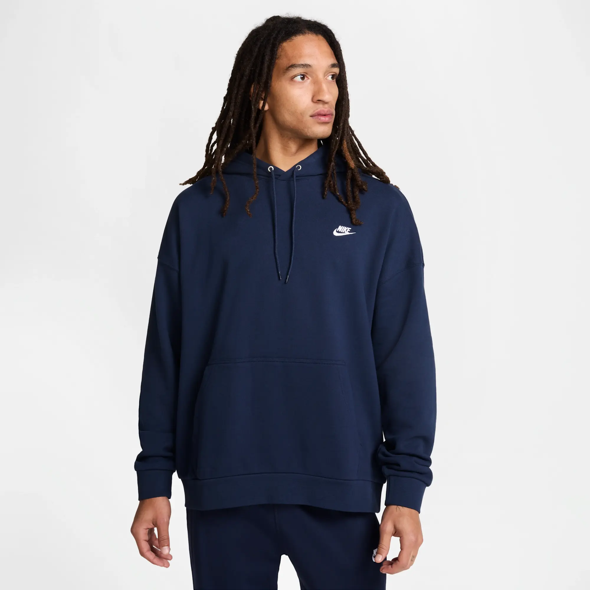 Nike Club Fleece Men's Oversized French Terry Pullover Hoodie - Blue - Cotton