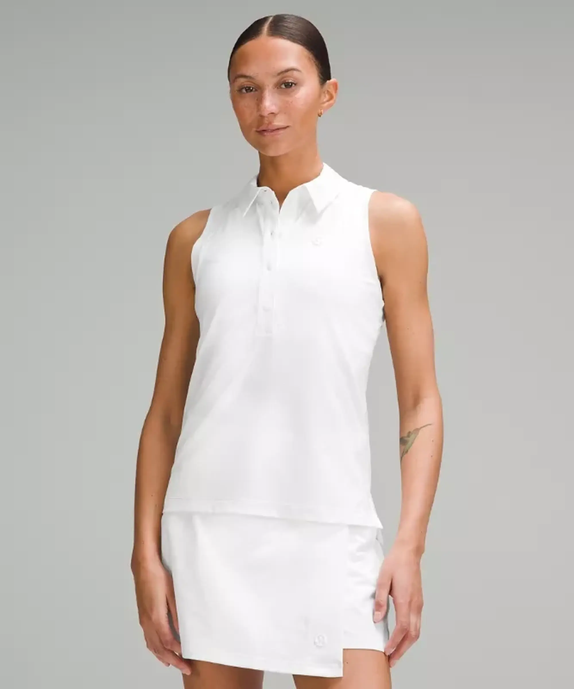 lululemon – Women's Quick-Dry Sleeveless Polo Shirt Straight Hem – Color White – Size 0