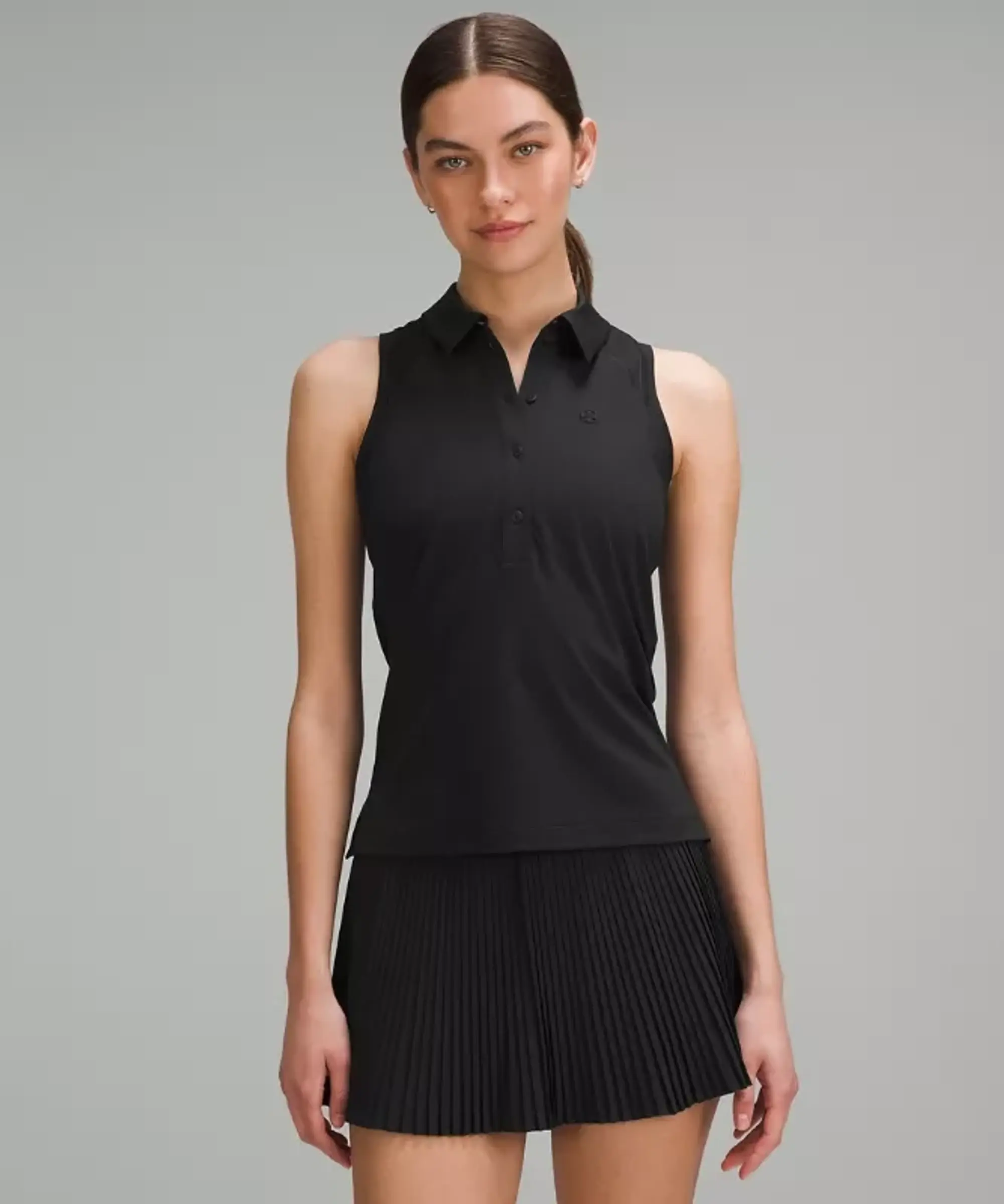 lululemon – Women's Quick-Dry Sleeveless Polo Shirt Straight Hem – Color Black – Size 0