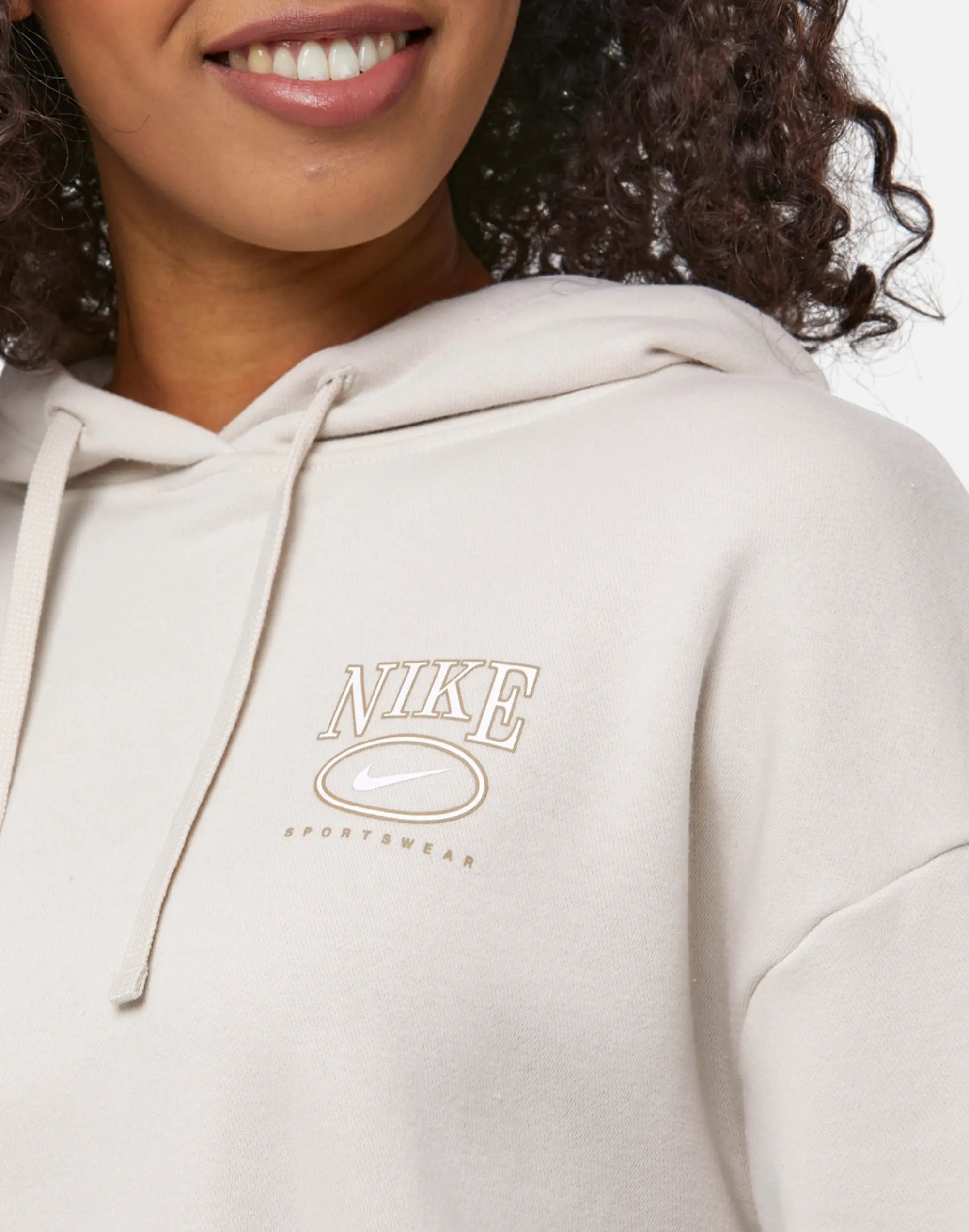 Women's Nike Club Fleece Cropped Hoodie in Cream 