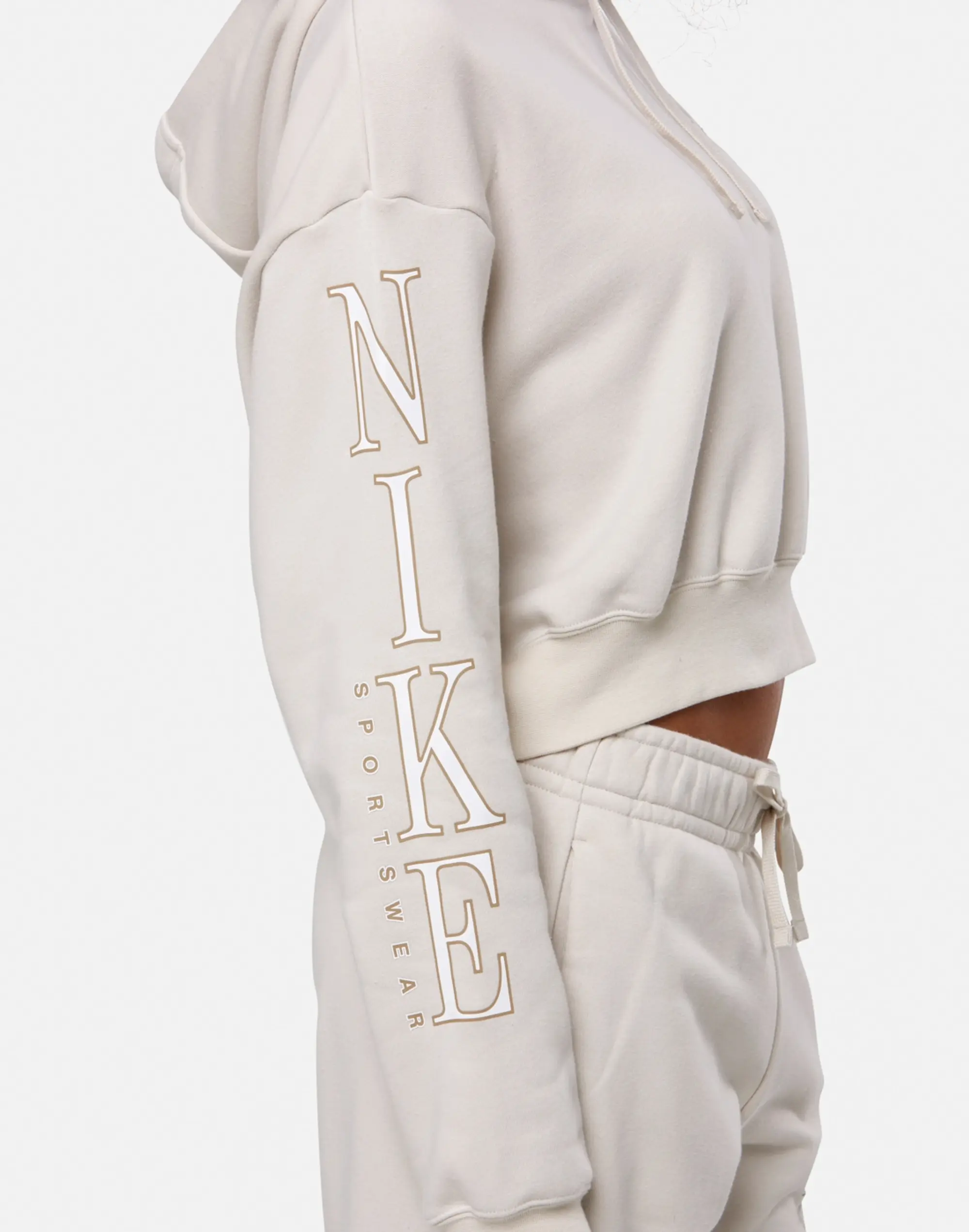 Women's Nike Club Fleece Cropped Hoodie in Cream 
