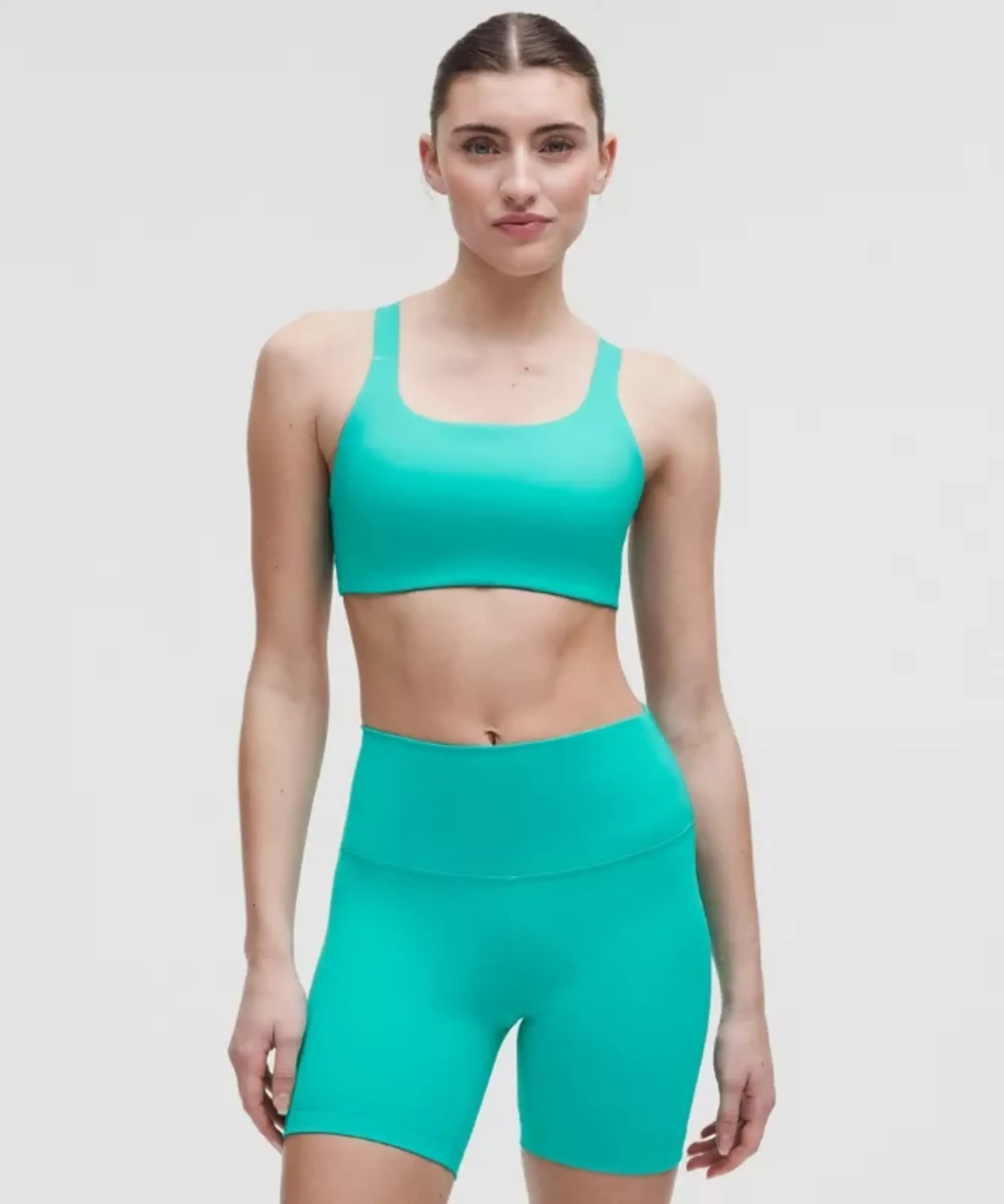lululemon – Women's Ultralu Square-Neck Workout Sports Bra Medium Support, B/C Cup – Color Printed – Size 10
