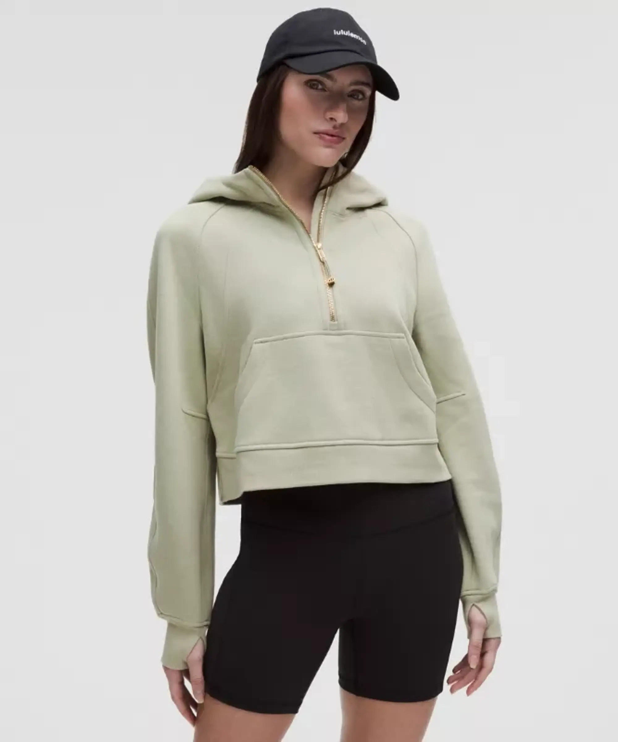 lululemon – Women's Scuba Oversized Half-Zip Hoodie – Color Green/Gold – Size M/L
