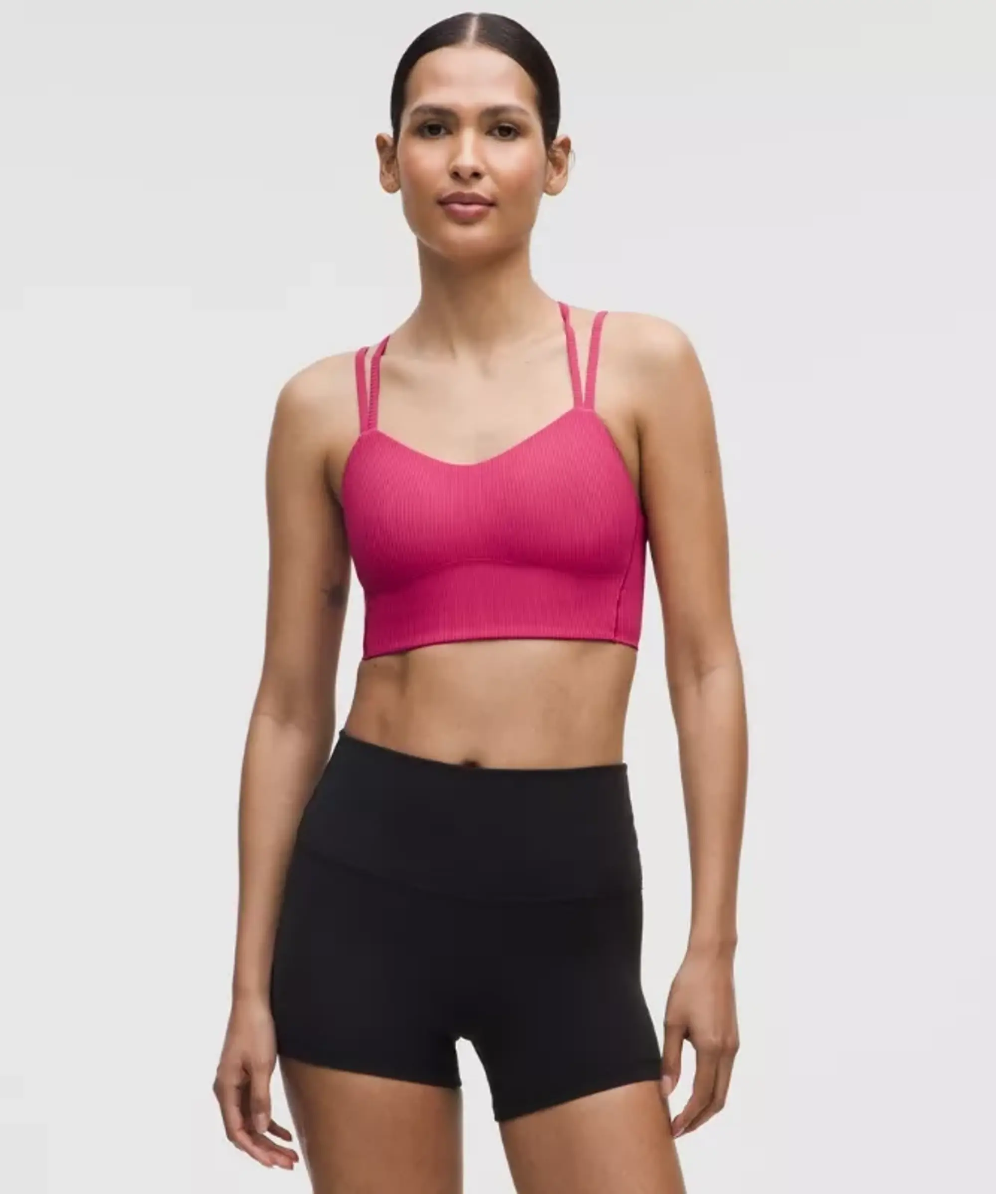 lululemon – Women's Like a Cloud Ribbed Longline Sports Bra Light Support, B/C Cup – Color Pink – Size 10