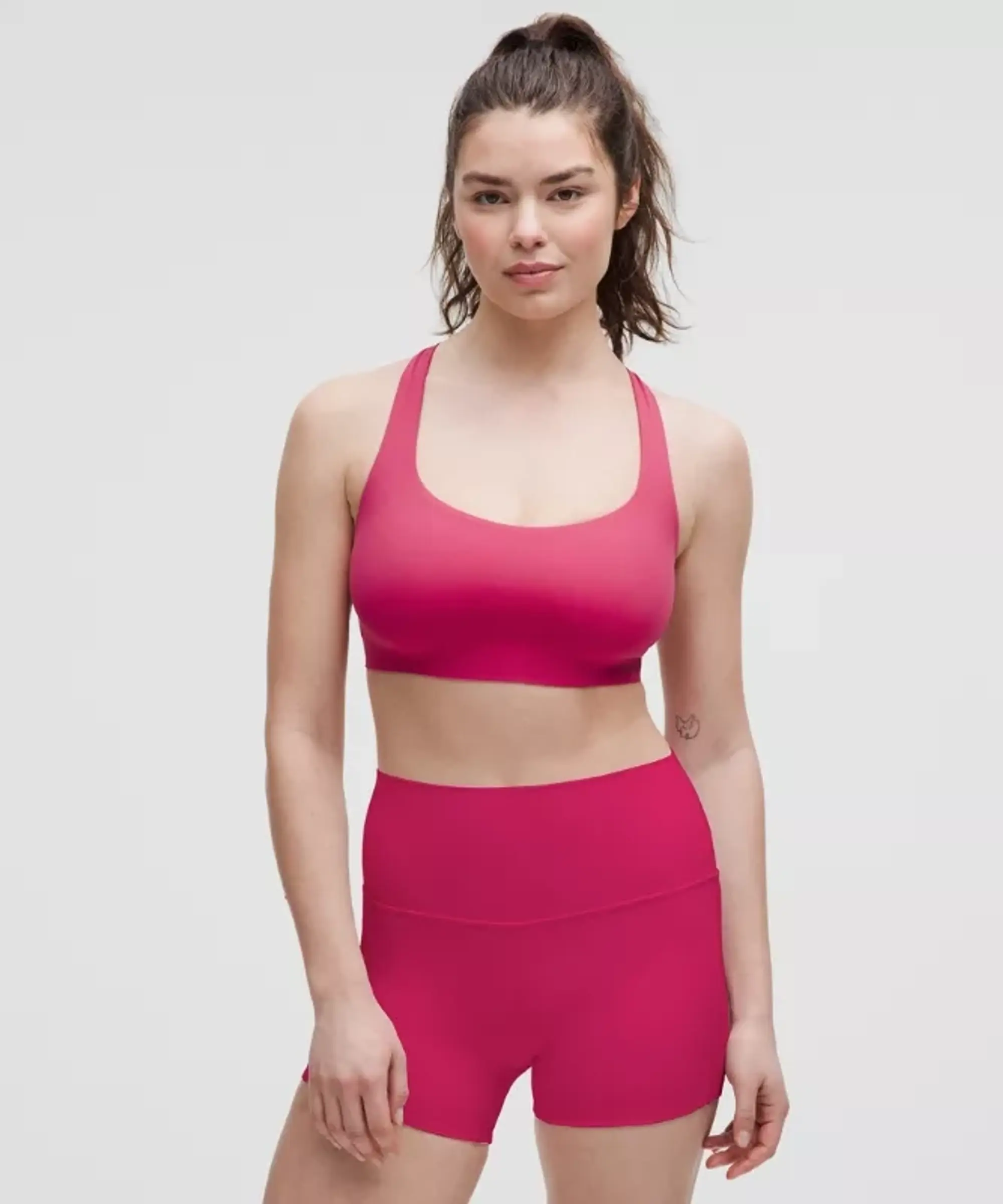 lululemon – Women's FlexyFlex Strappy Yoga Sports Bra Light Support, D-DDD Cups – Color Pink – Size L/XL
