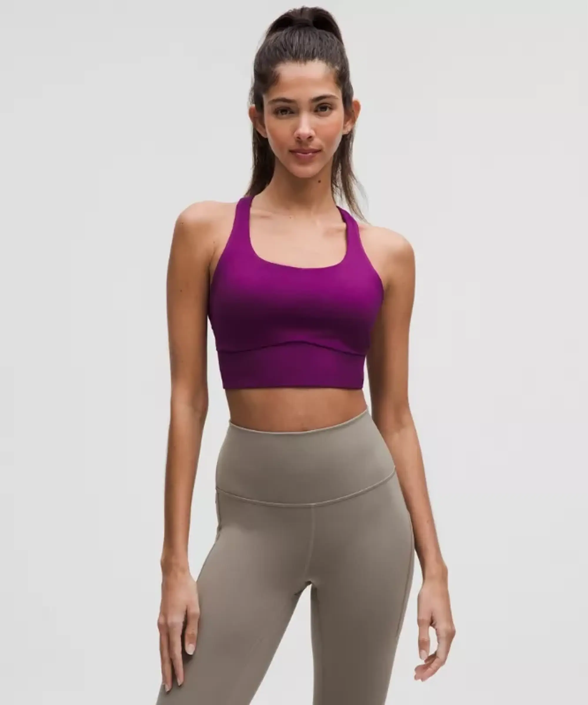 lululemon – Women's Energy Longline Sports Bra Medium Support, B-D Cups Evolve – Color Purple – Size L