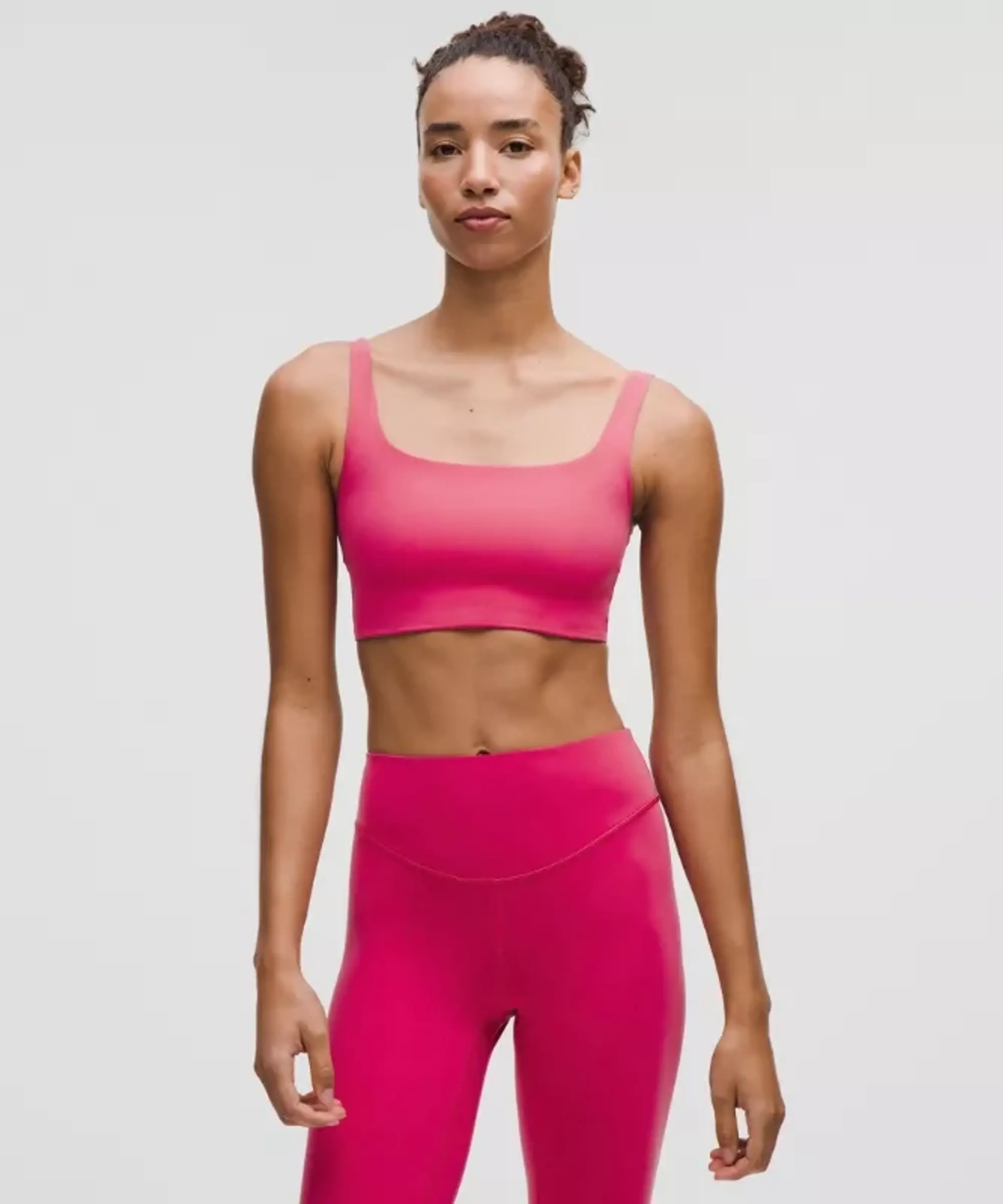 lululemon – Women's Bend This Scoop and Square Sports Bra Light Support, A-C Cups – Color Pink – Size L/XL