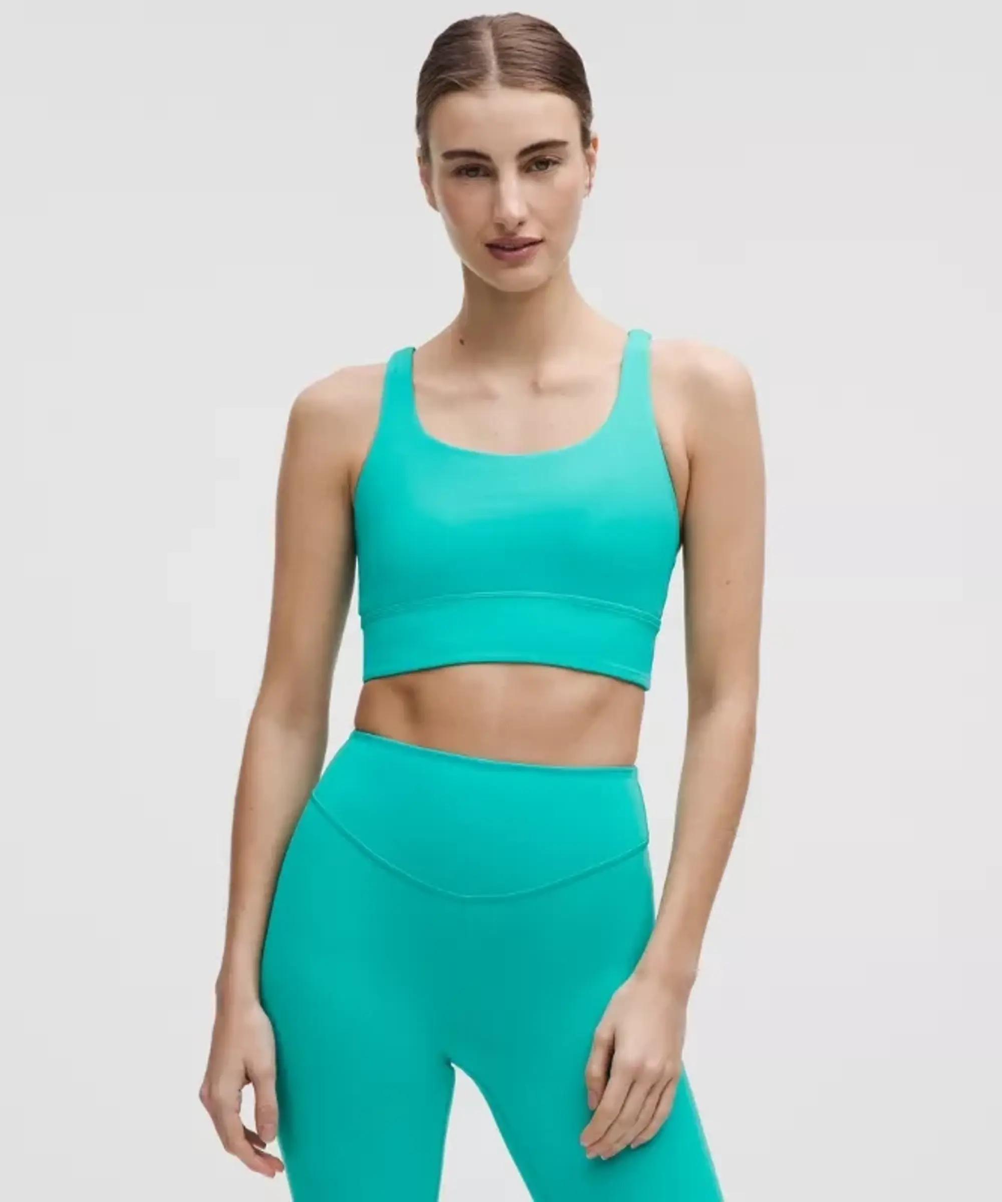 lululemon – Women's Energy Longline Sports Bra Medium Support, B-D Cups – Color Printed – Size 10