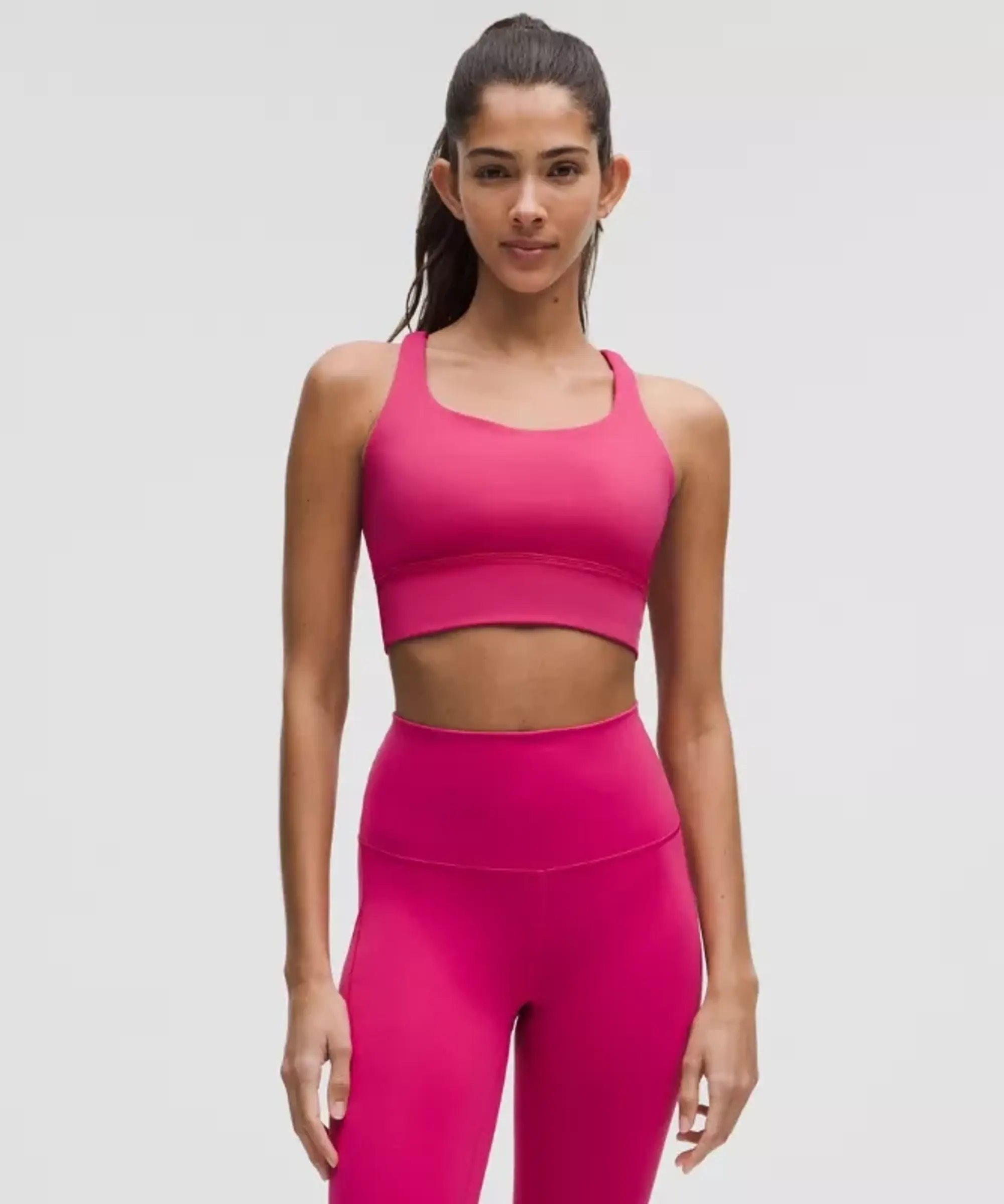 lululemon – Women's Energy Longline Sports Bra Medium Support, B-D Cups – Color Pink – Size 10