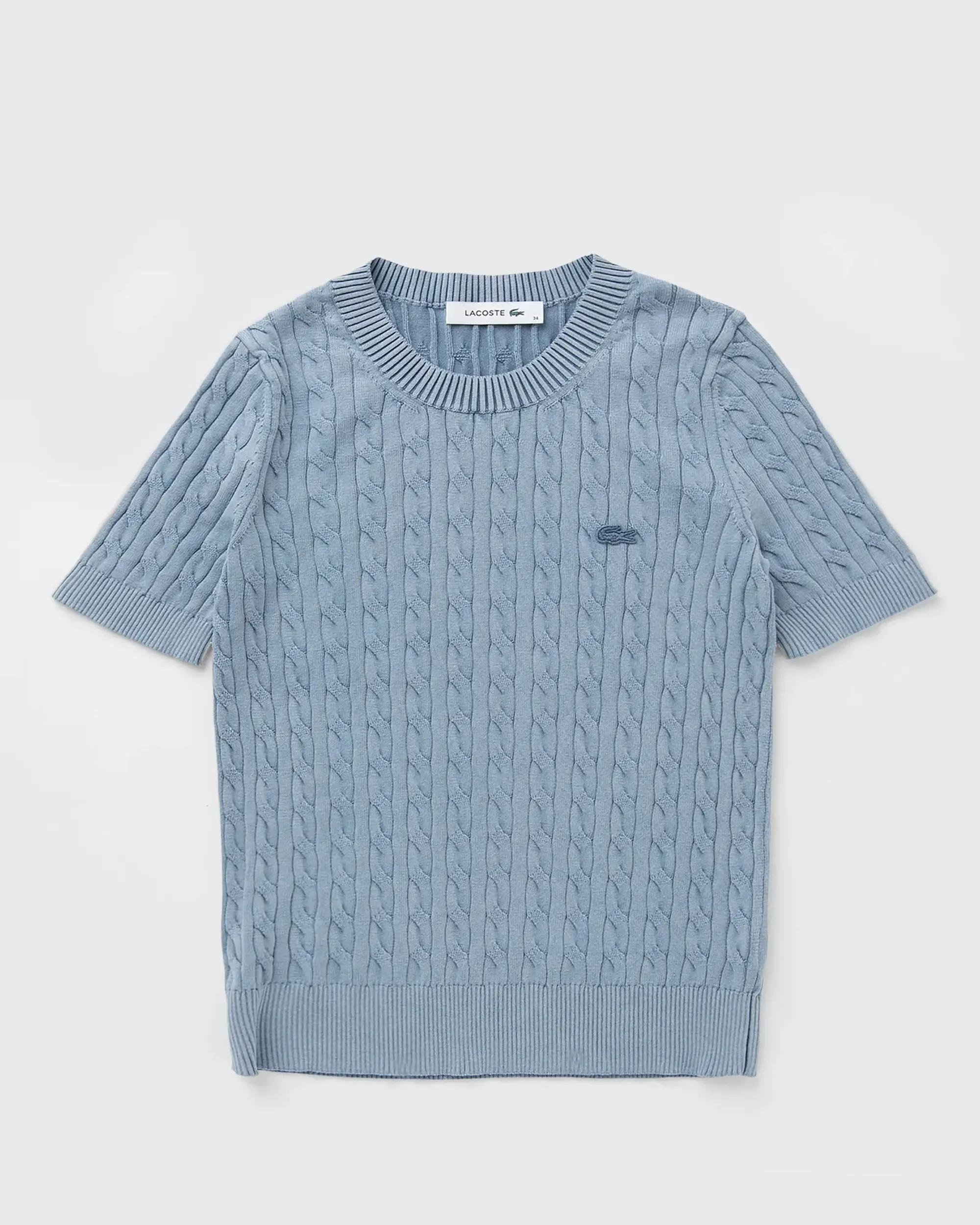 Lacoste Washed Effect Cable Knit Sweater - Blue