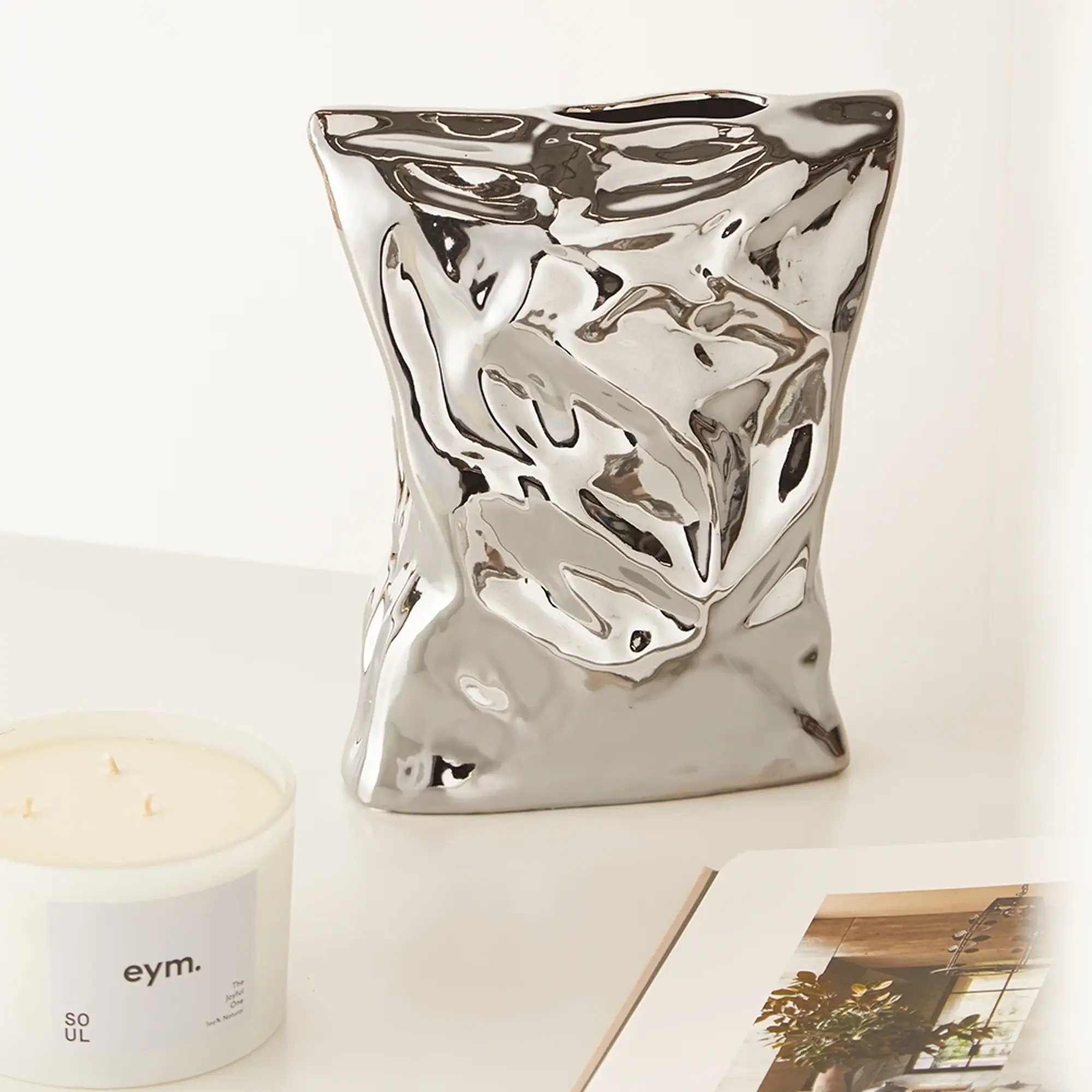 HK Living Bag of Crisps Vase Silver