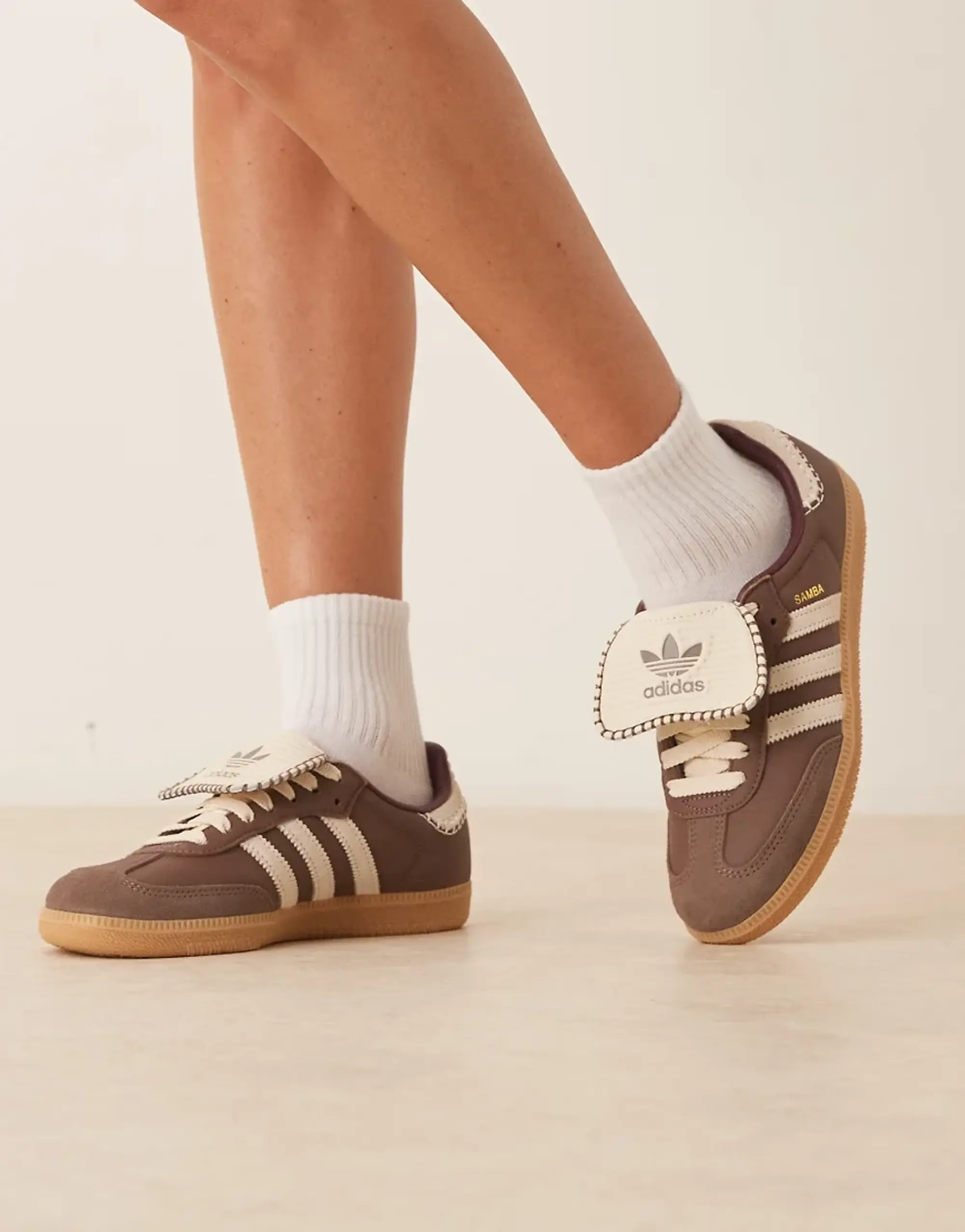 Adidas Originals Samba Lt Trainers With Crochet Detailing In Brown - Exclusive To Asos