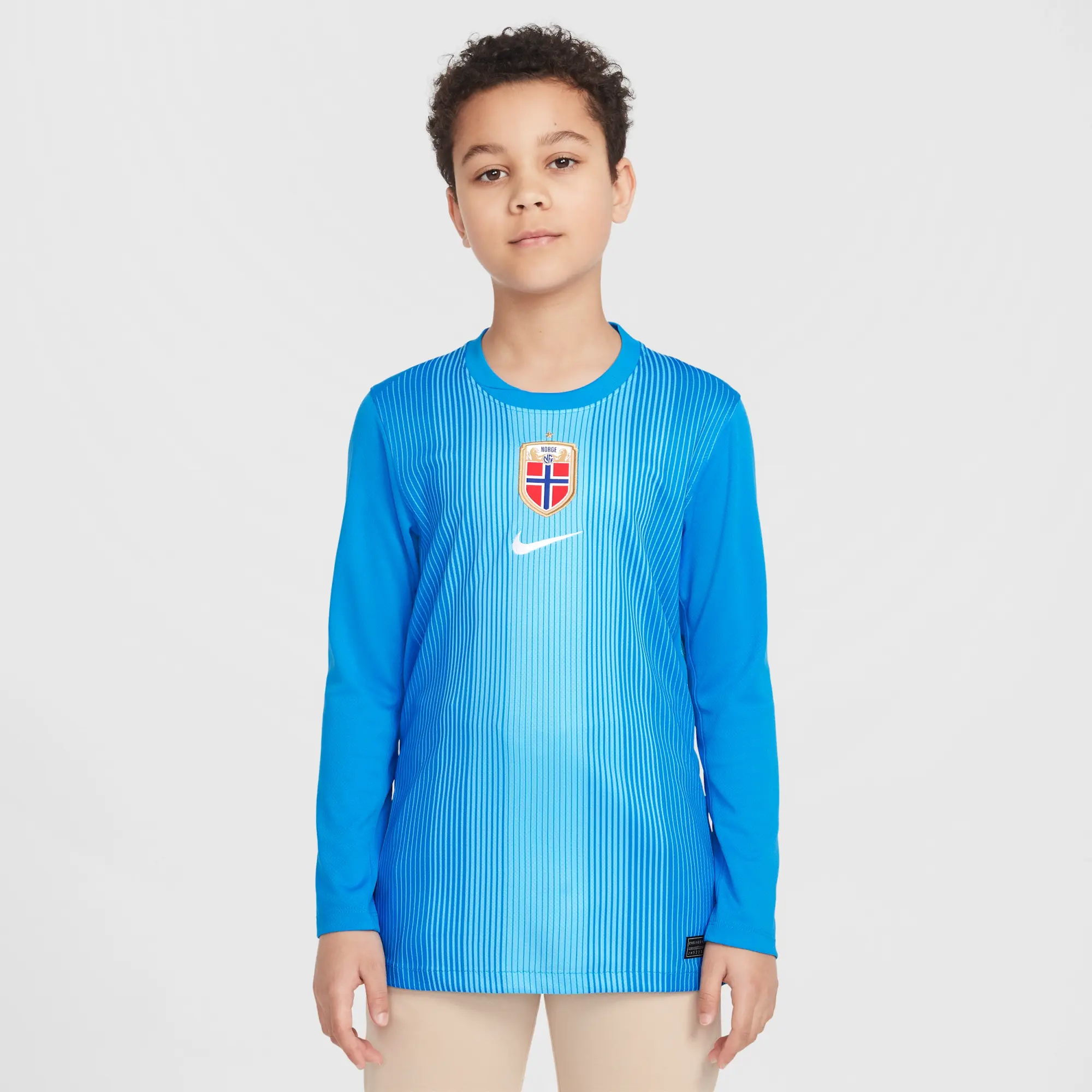 Norway 2025/26 Stadium Goalkeeper Older Kids' Nike Dri-FIT Football Replica Long-Sleeve Shirt - Blue - Polyester