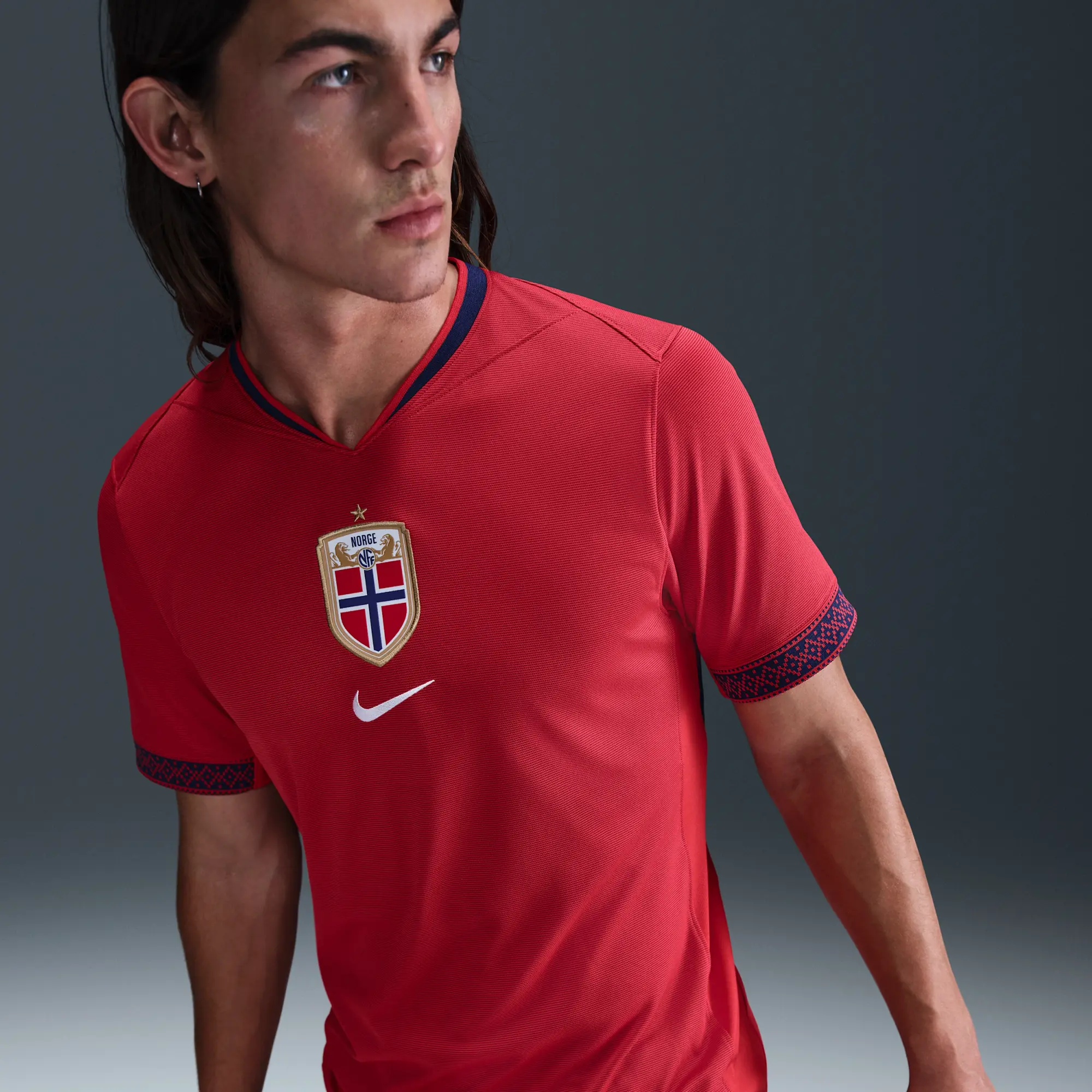 Norway 2025 Stadium Home (Women's Team) Men's Nike Dri-FIT Soccer Replica Jersey - Red - Polyester